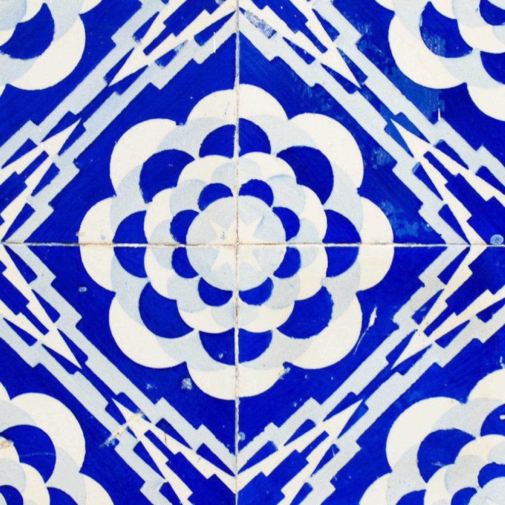 8" X 8" Blue And White Gerbera Peel And Stick Removable Tiles - Image 2