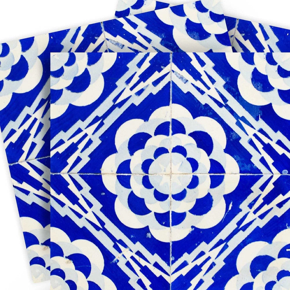 8" X 8" Blue And White Gerbera Peel And Stick Removable Tiles - Image 3