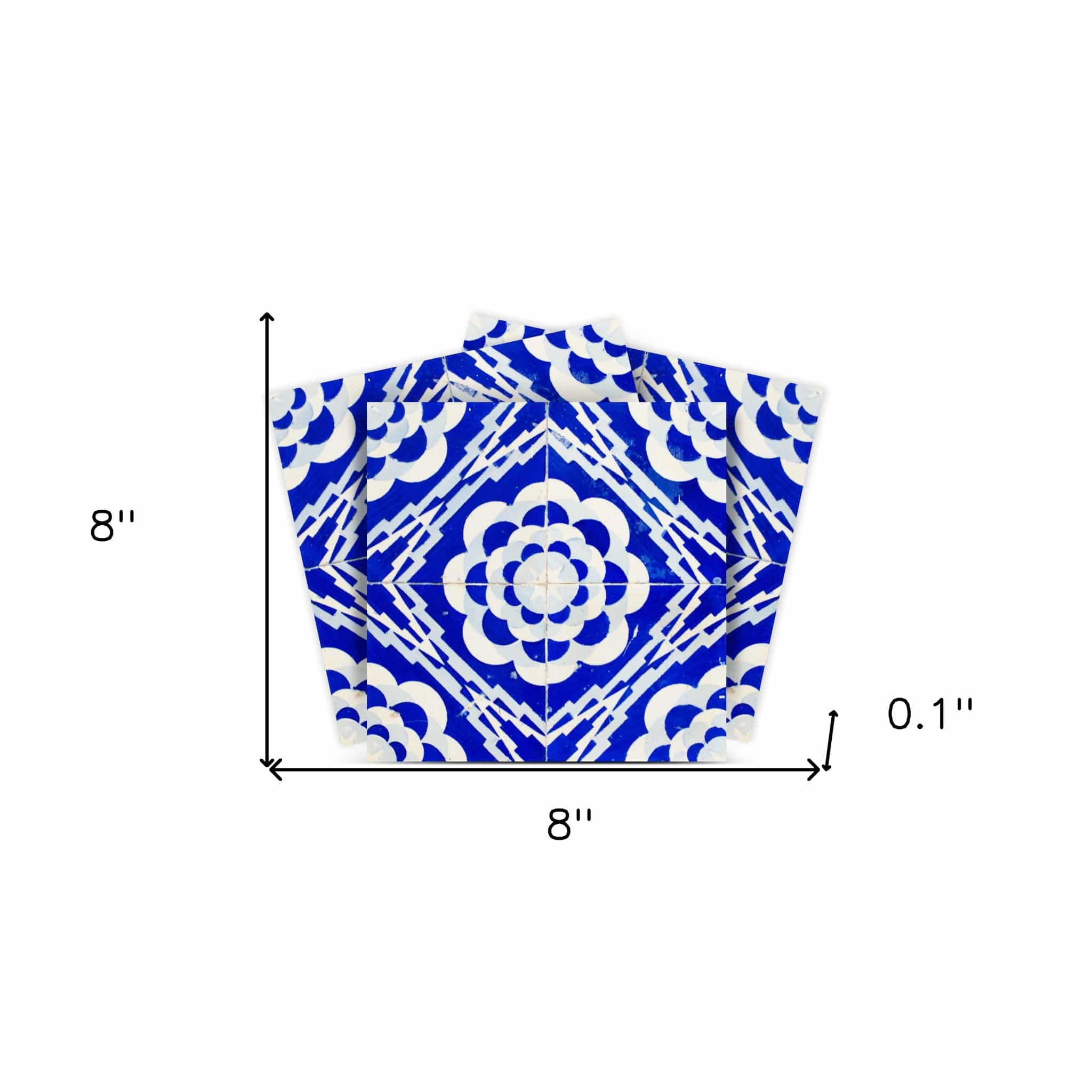 8" X 8" Blue And White Gerbera Peel And Stick Removable Tiles - Image 9