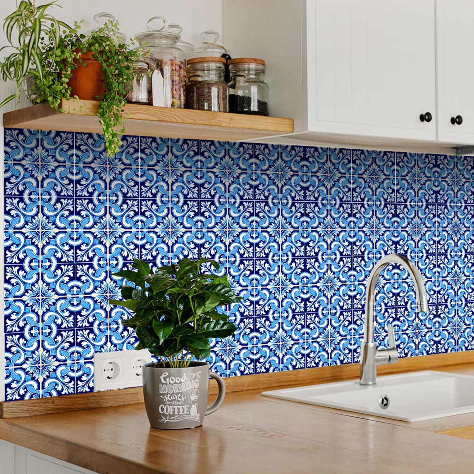 8" X 8" Blue Bali Removable Peel and Stick Tiles - Image 5