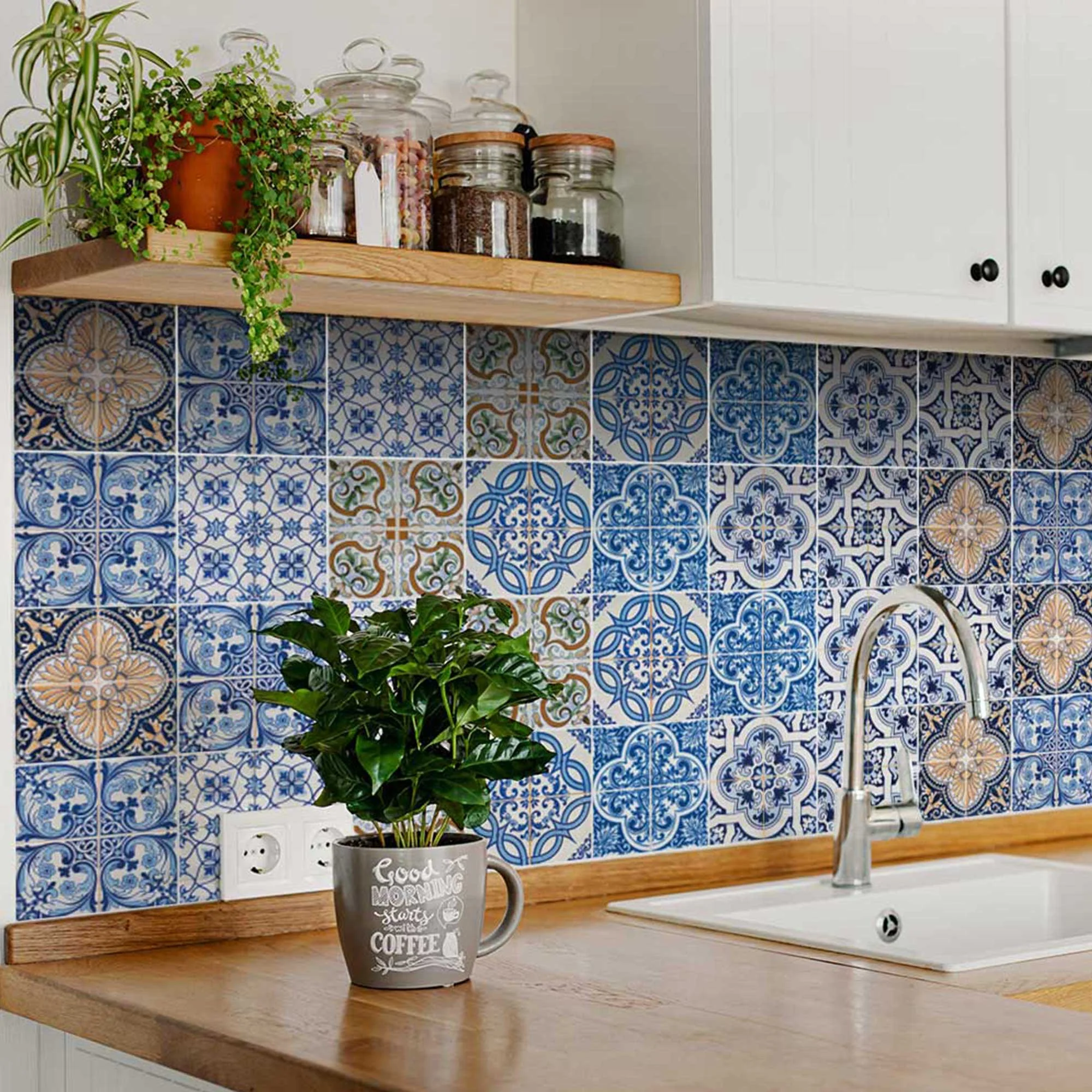 8" X 8" Blue Manna Peel And Stick Removable Tiles - Image 2