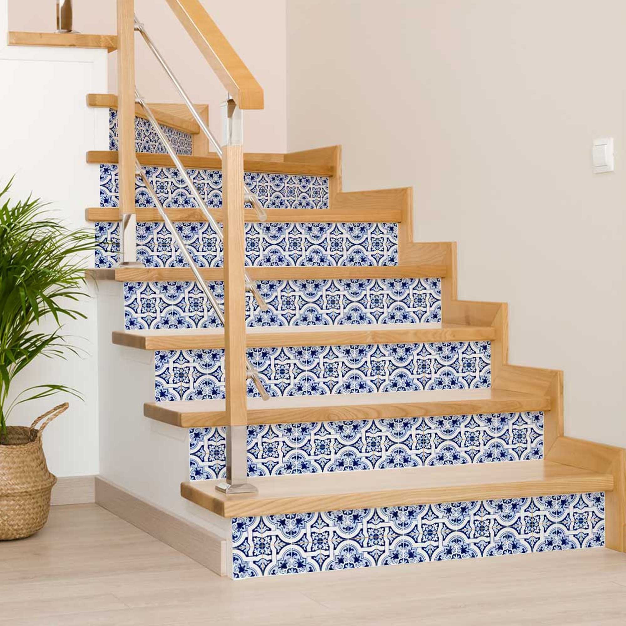 8" X 8" Blue Mia Gia Peel And Stick Removable Tiles - Image 3