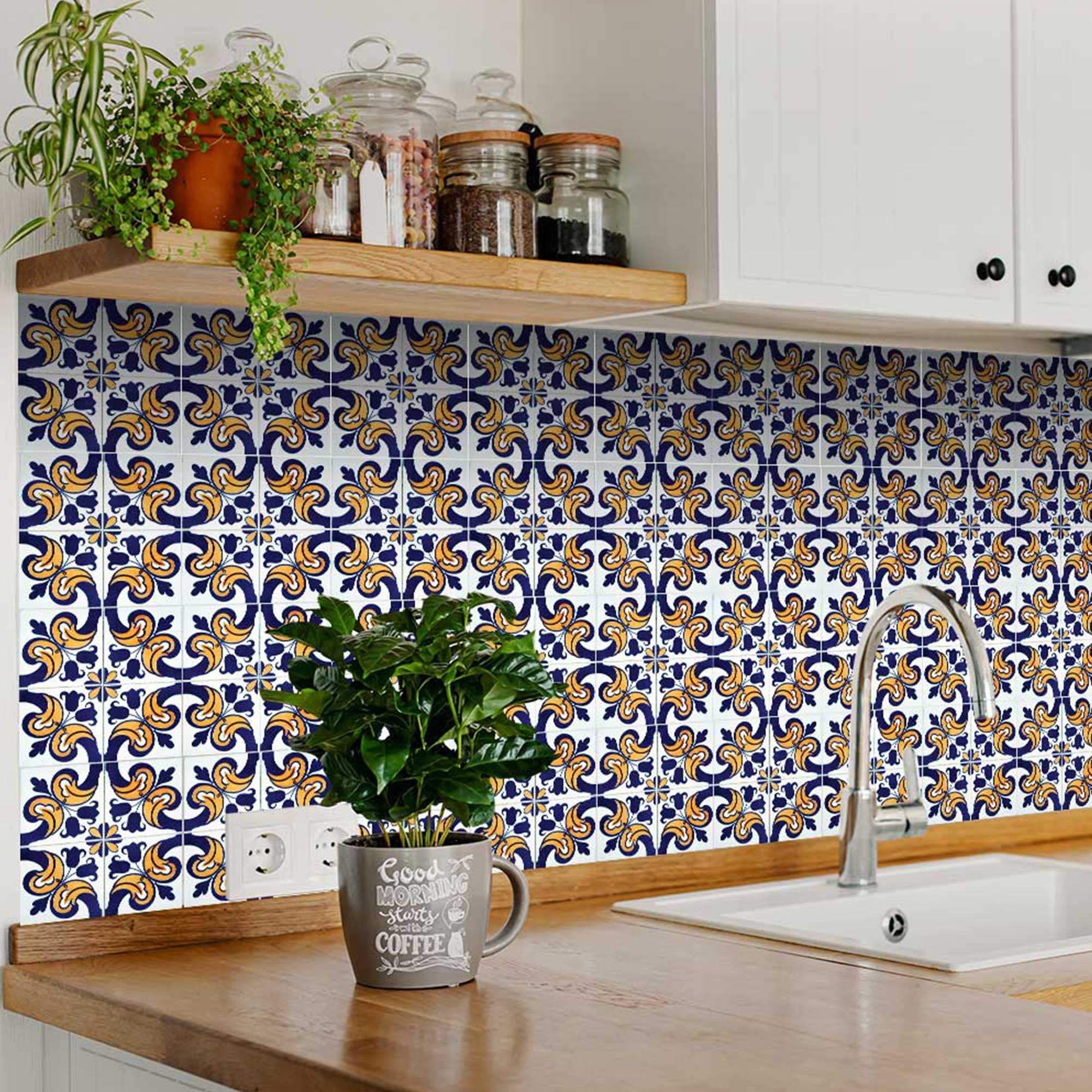 8" X 8" Blue Mikos Removable Peel and Stick Tiles - Image 5