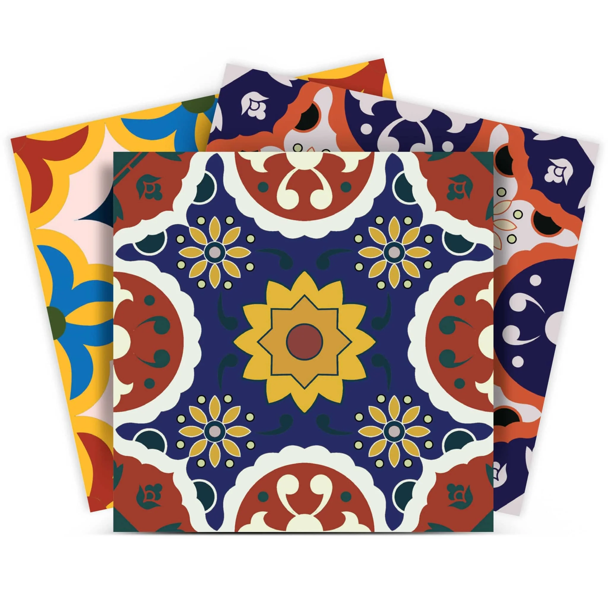 8" X 8" Blue Red Yellow Mosaic Peel And Stick Tiles - Image 4
