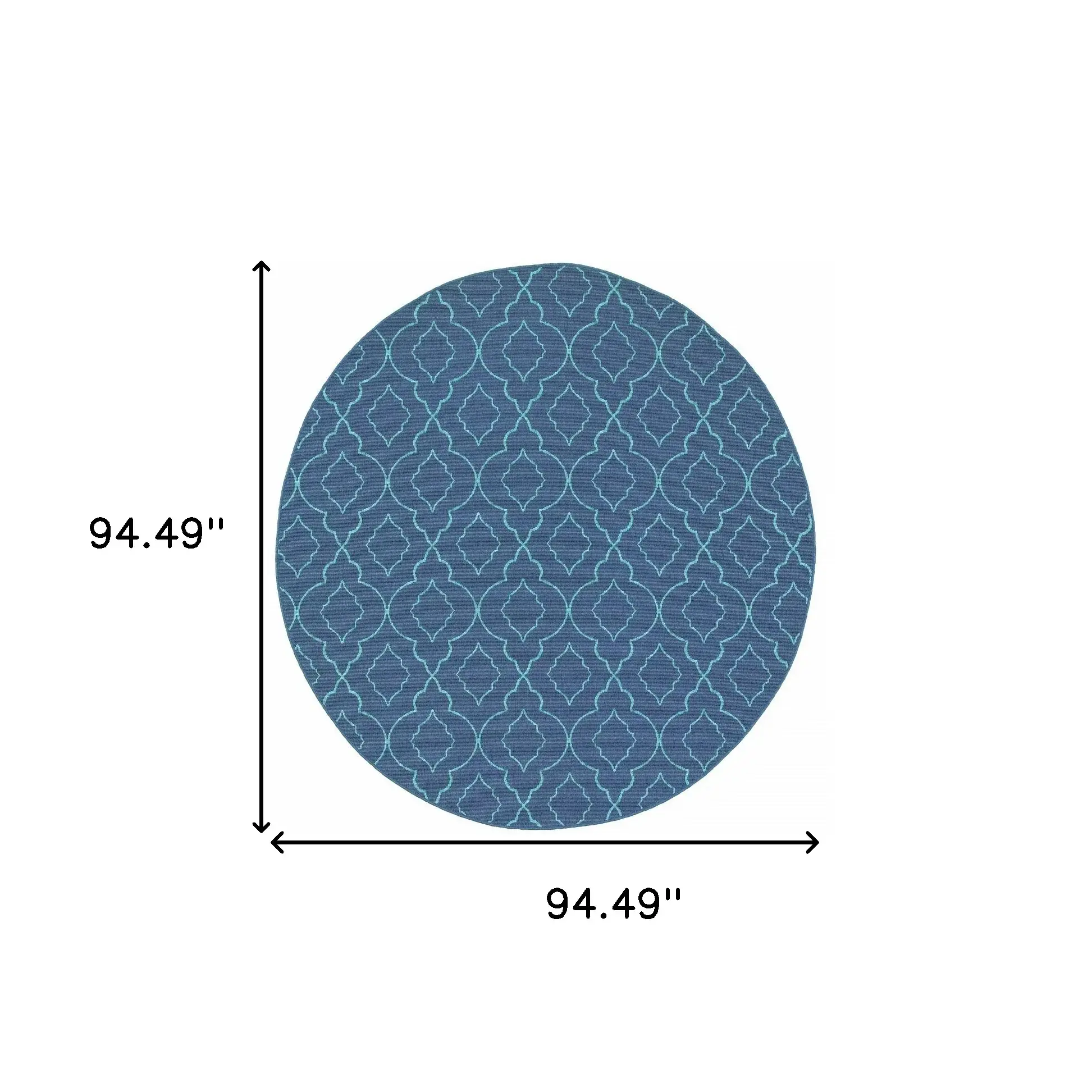 8' X 8' Blue Round Geometric Stain Resistant Indoor Outdoor Area Rug - Image 5