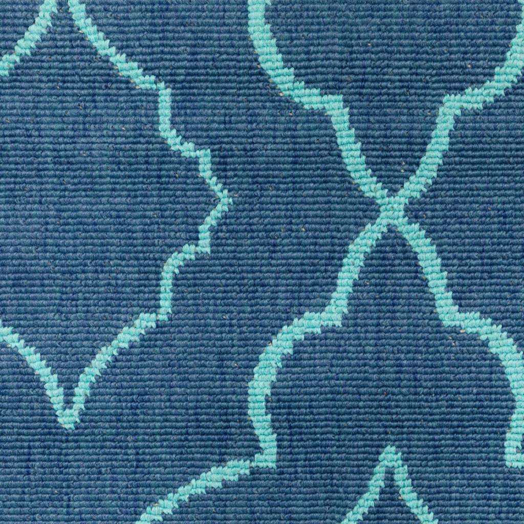 8' X 8' Blue Round Geometric Stain Resistant Indoor Outdoor Area Rug - Image 6