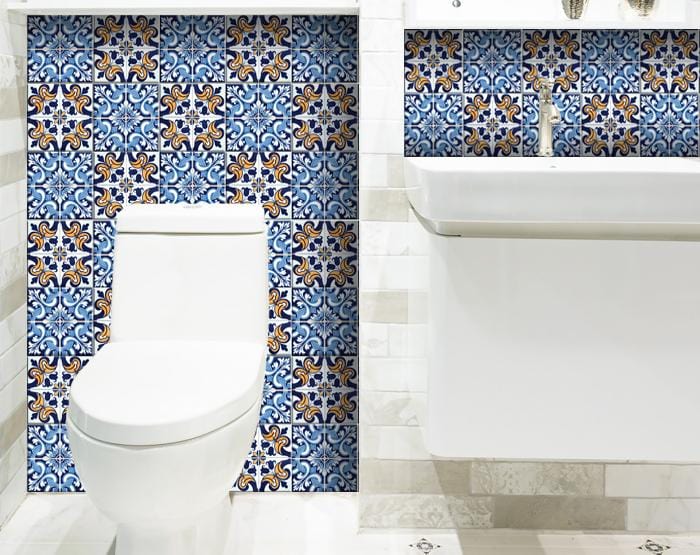 8" X 8" Blue White Golden Peel and Stick Tiles - Image 3