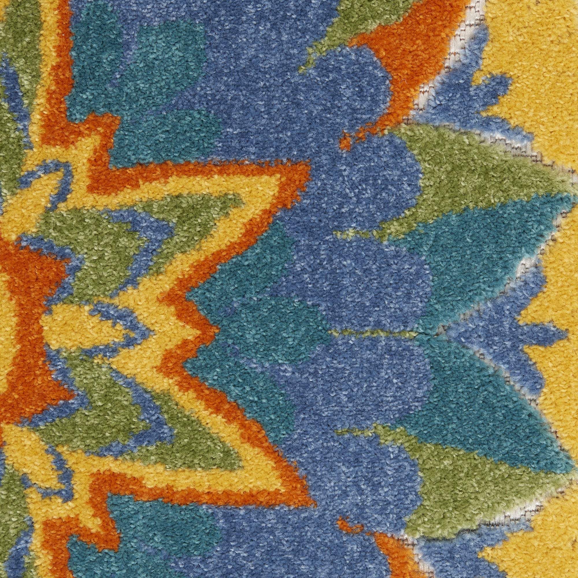 8' X 8' Blue Yellow And White Round Toile Non Skid Indoor Outdoor Area Rug - Image 4