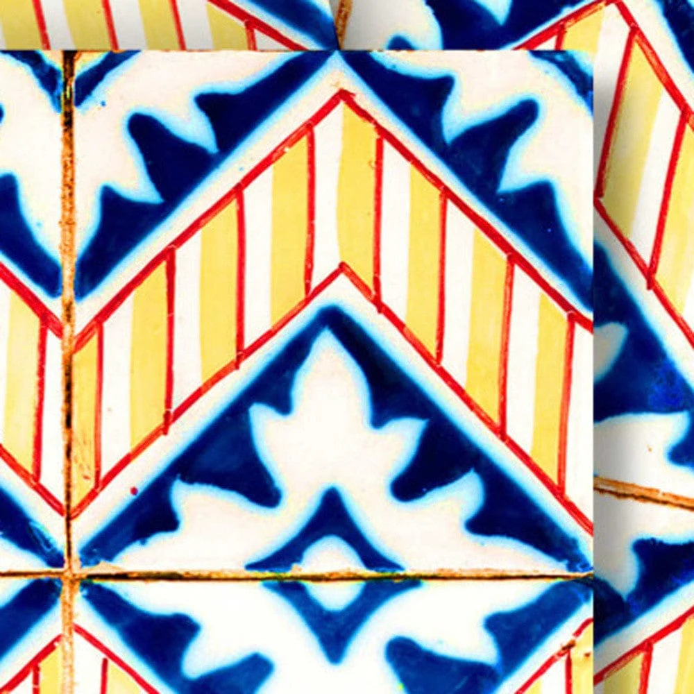 8" X 8" Blue Yellow Zig Peel and Stick Tiles - Image 2