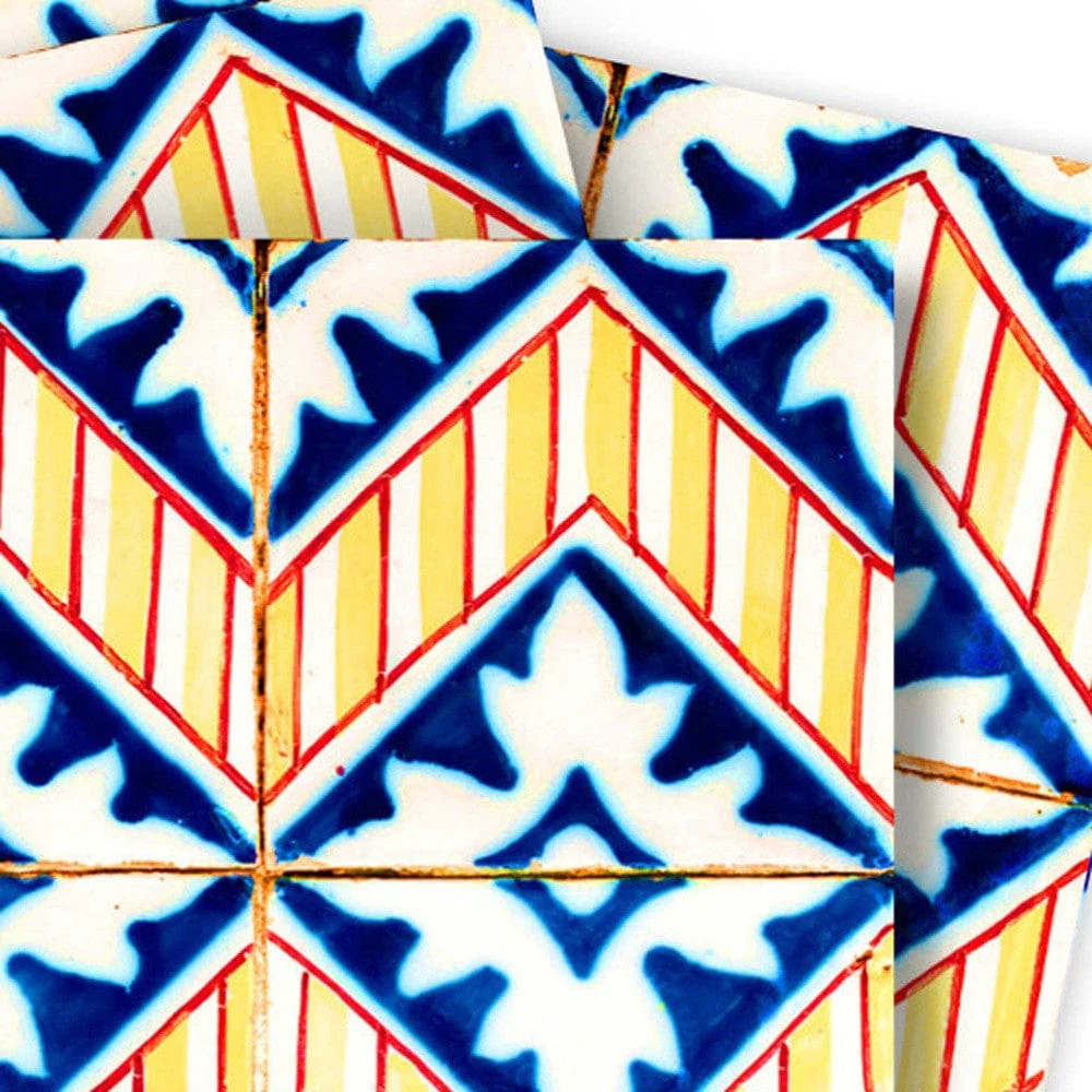 8" X 8" Blue Yellow Zig Peel and Stick Tiles - Image 3