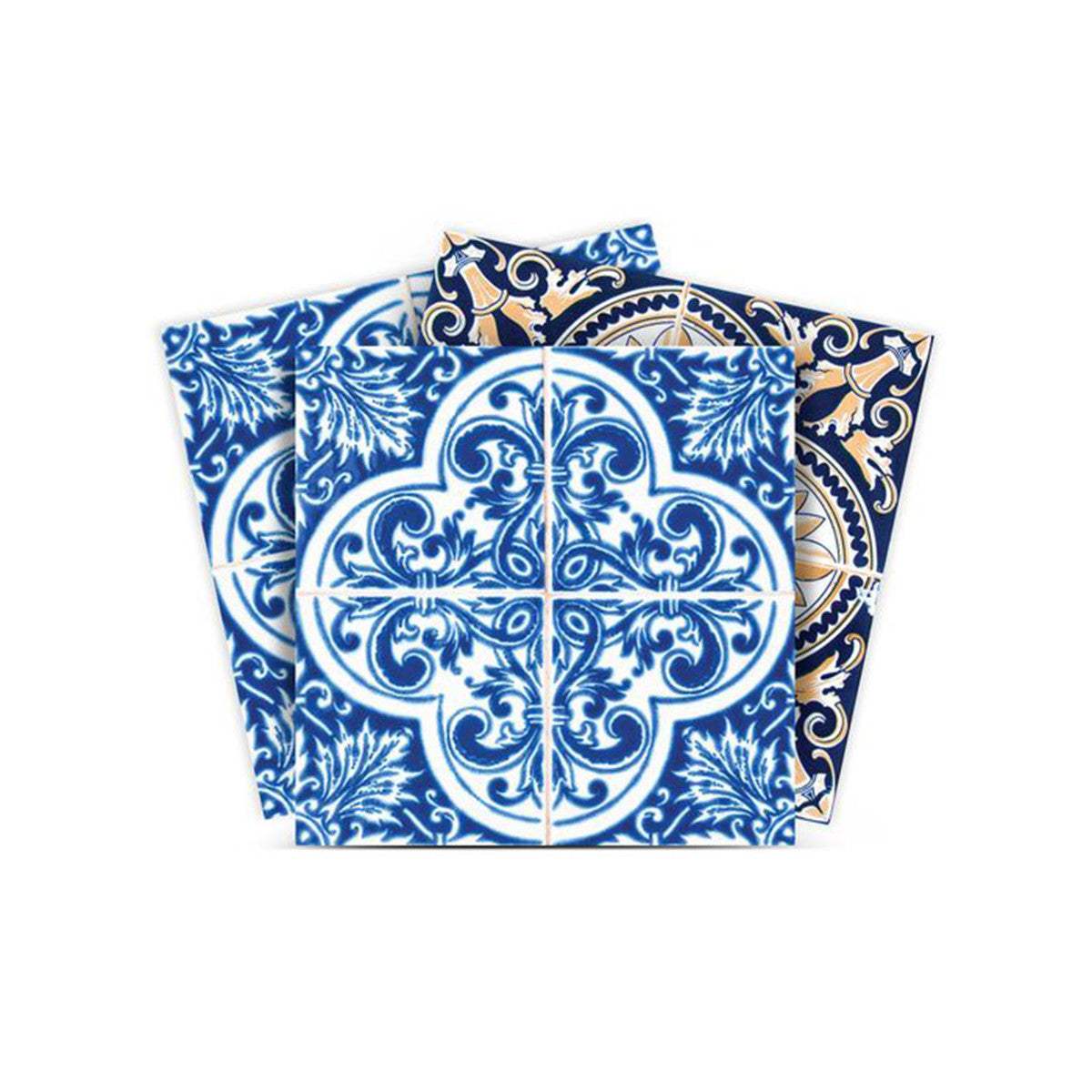 8" X 8" Blues and Crema Peel And Stick Removable Tiles - Image 2