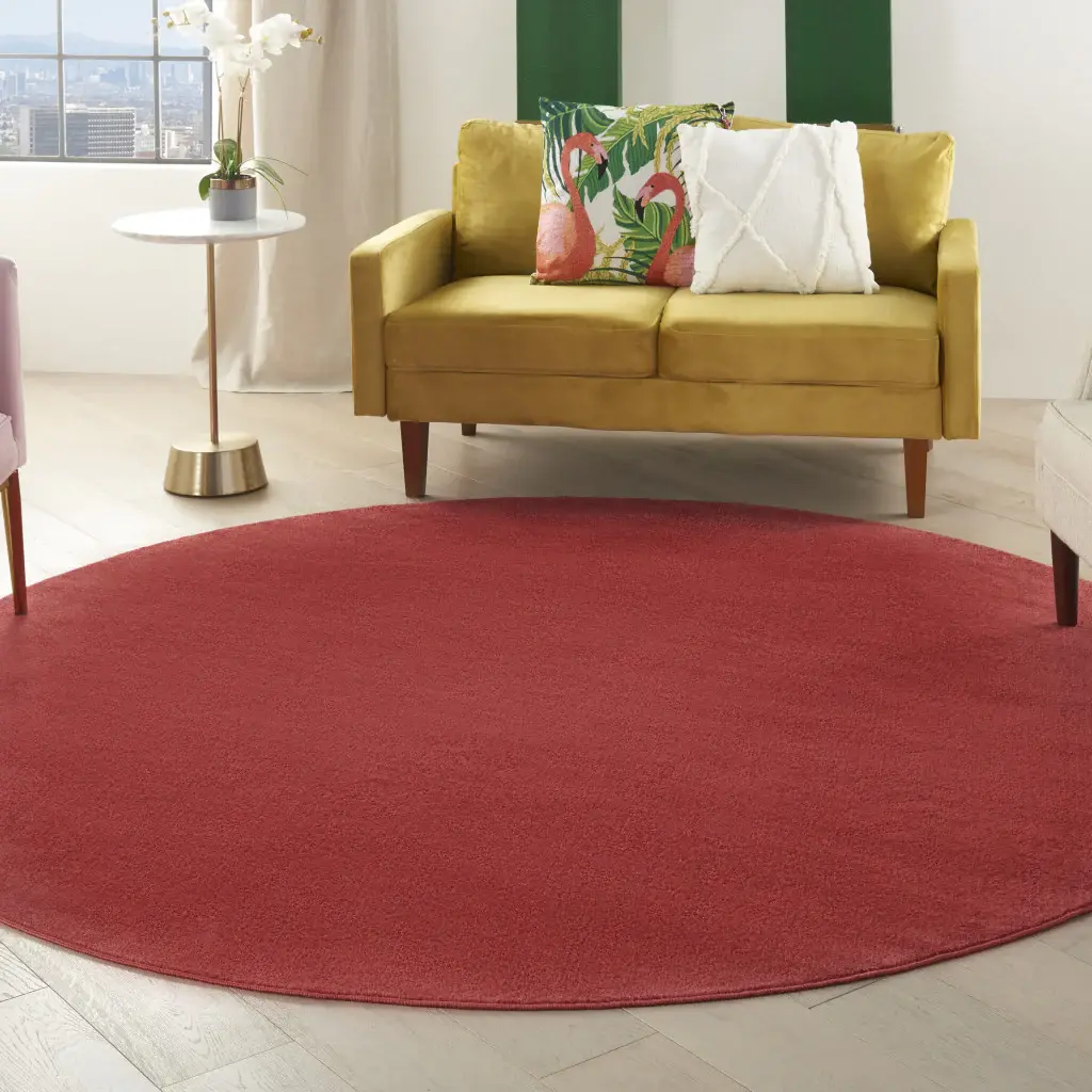 8' X 8' Brick Red Round Non Skid Indoor Outdoor Area Rug - Image 6