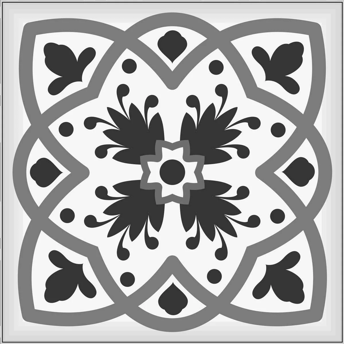 8" X 8" Charcoal And White Scroll Peel And Stick Removable Tiles - Image 2