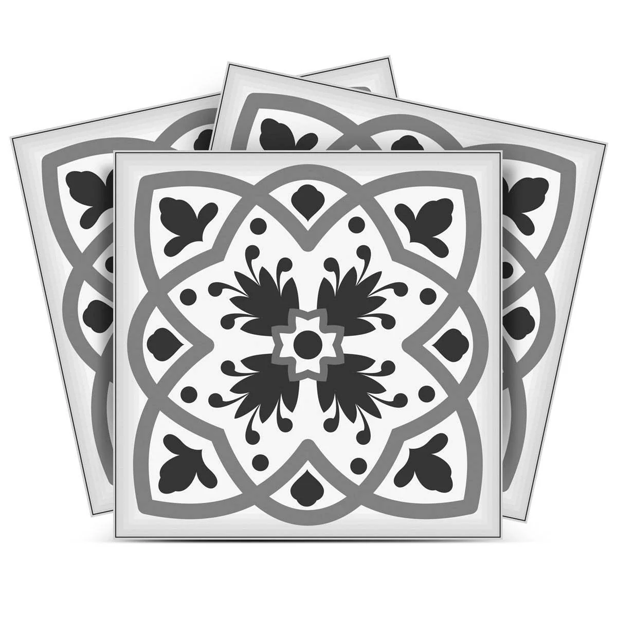 8" X 8" Charcoal And White Scroll Peel And Stick Removable Tiles - Image 4