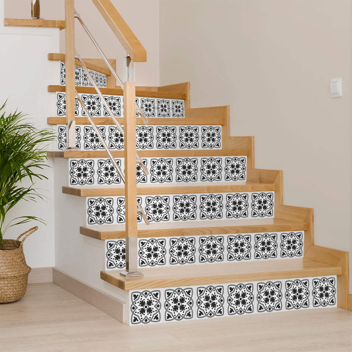 8" X 8" Charcoal And White Scroll Peel And Stick Removable Tiles - Image 5