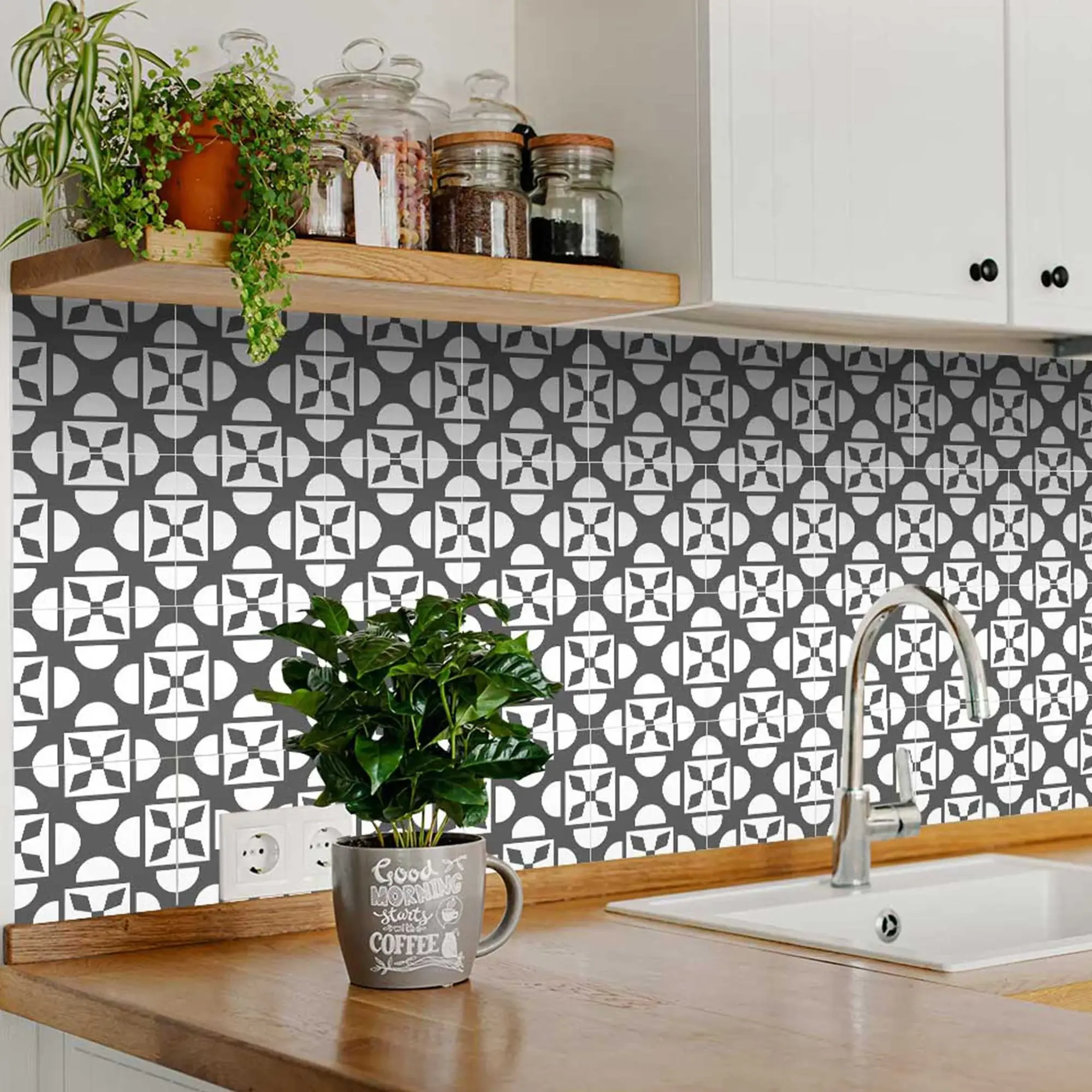 8" X 8" Dark Gray And White Coli Peel And Stick Tiles - Image 5