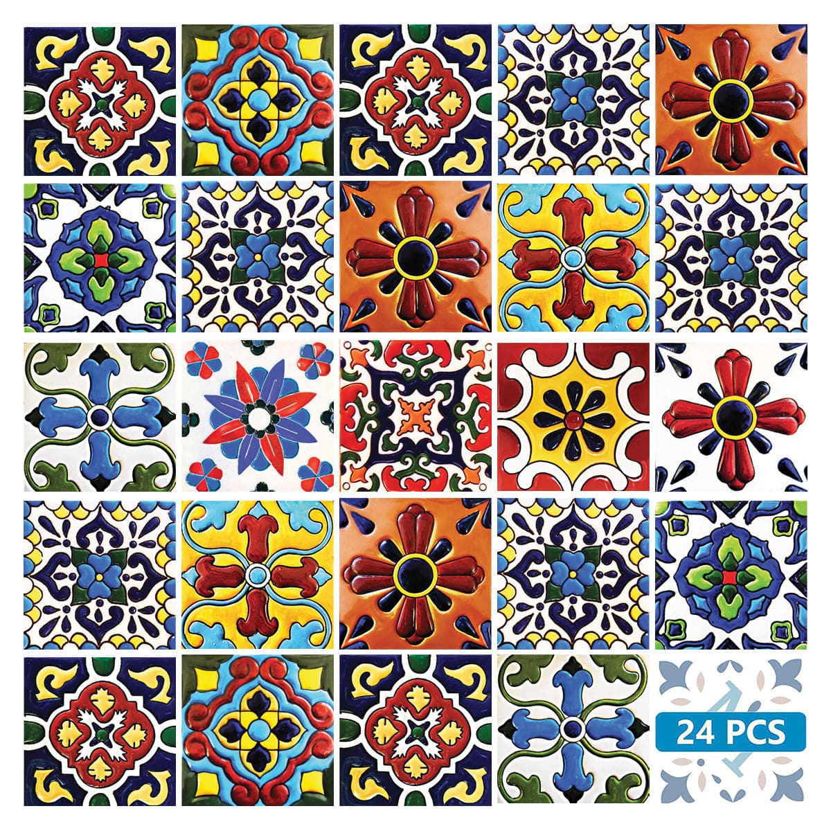 8" X 8" Festival Brights Mosaic Peel And Stick Removable Tiles - Image 2