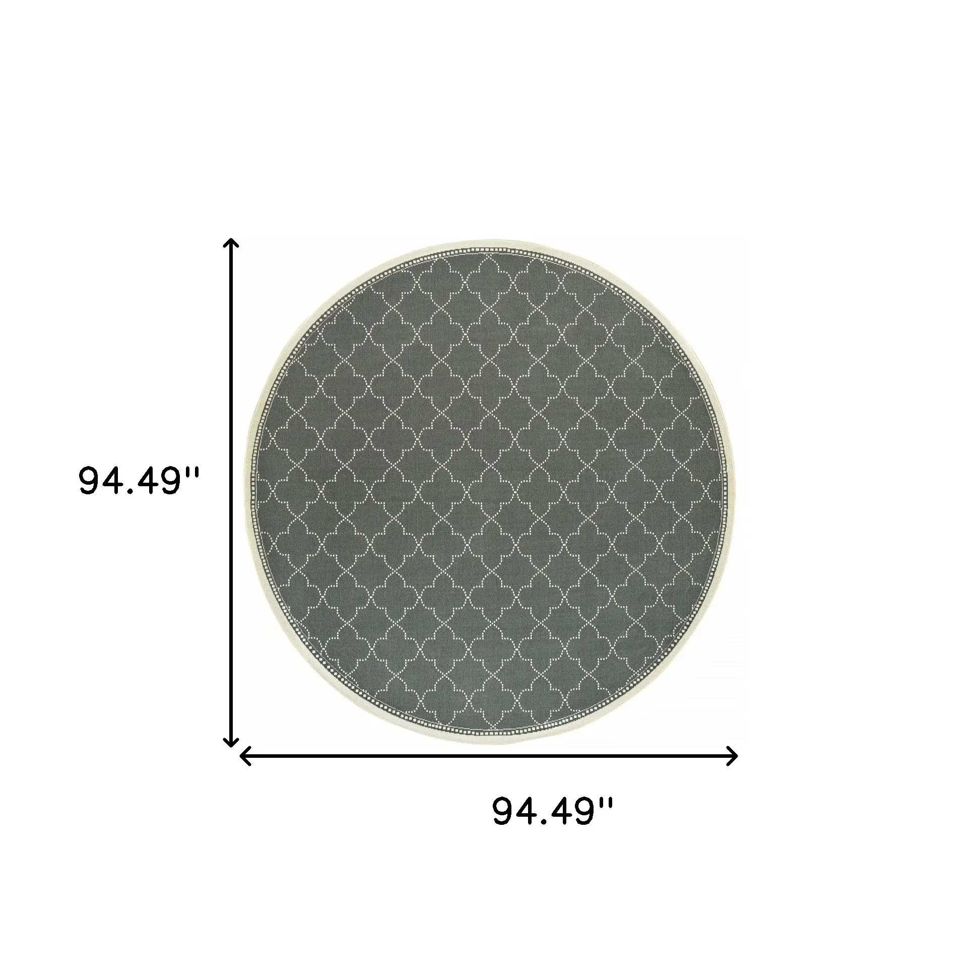 8' X 8' Gray and Ivory Round Geometric Stain Resistant Indoor Outdoor Area Rug - Image 4
