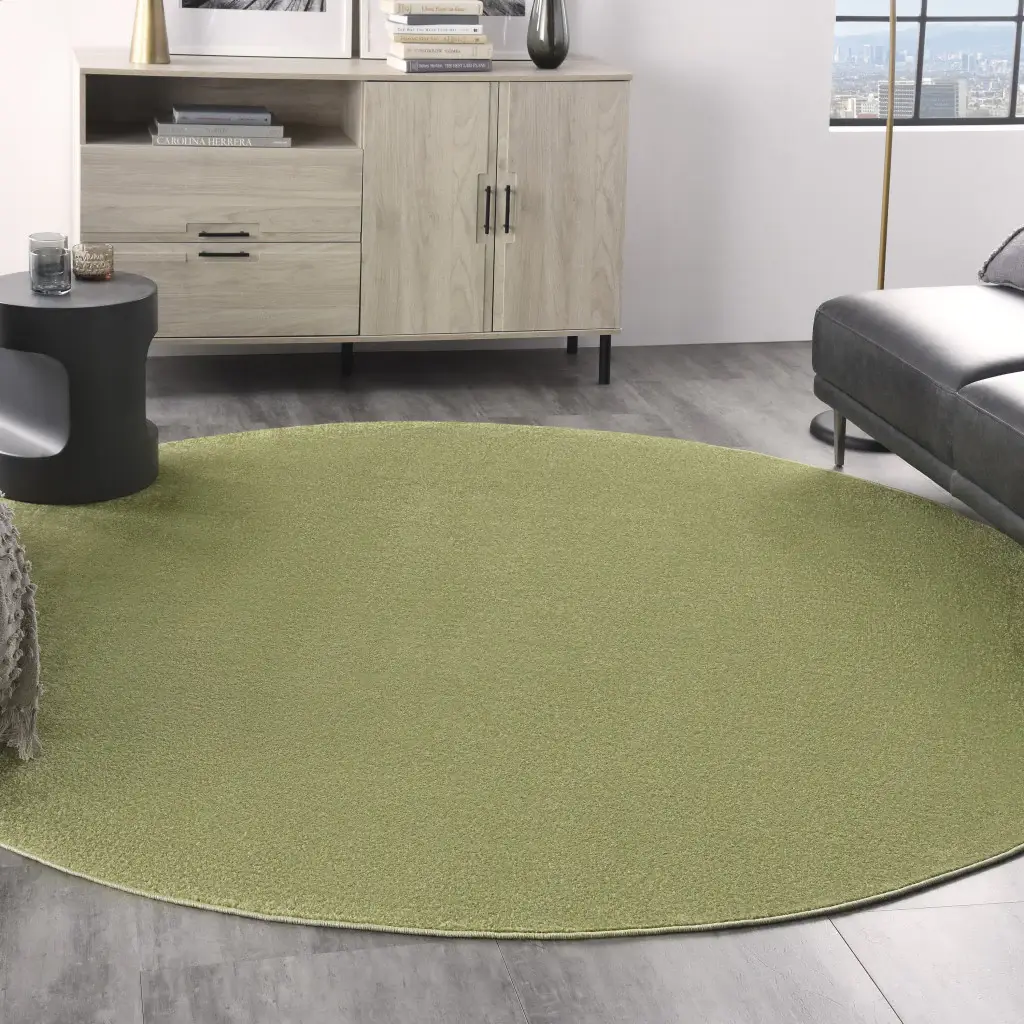 8' X 8' Green Round Non Skid Indoor Outdoor Area Rug - Image 6