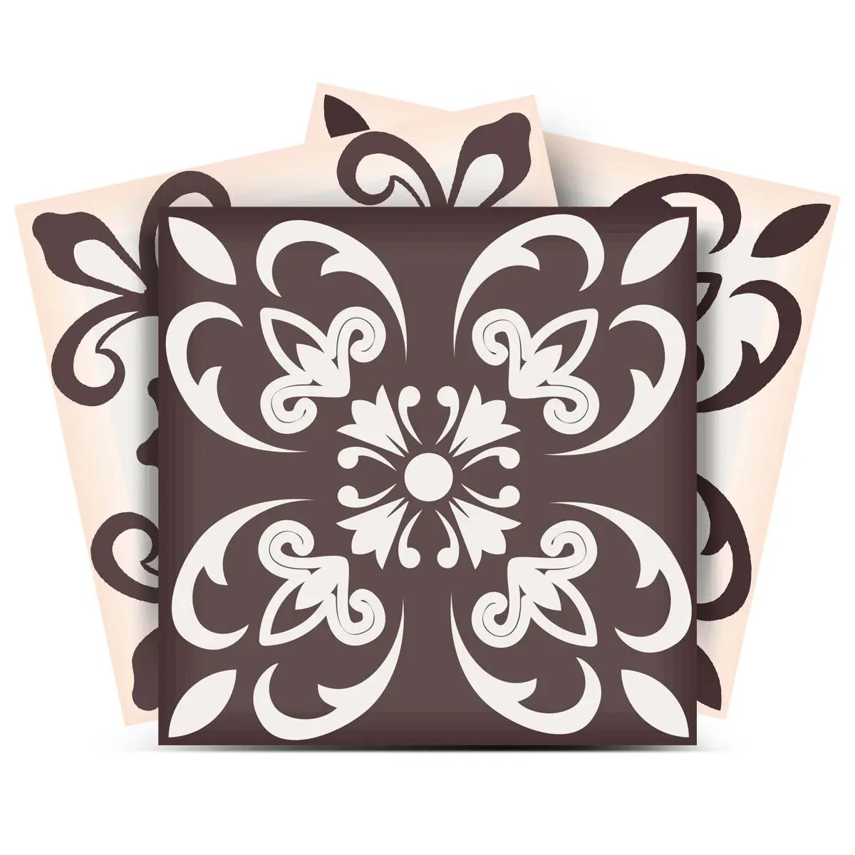 8" X 8" Light Brown And White Mosaic Peel And Stick Removable Tiles