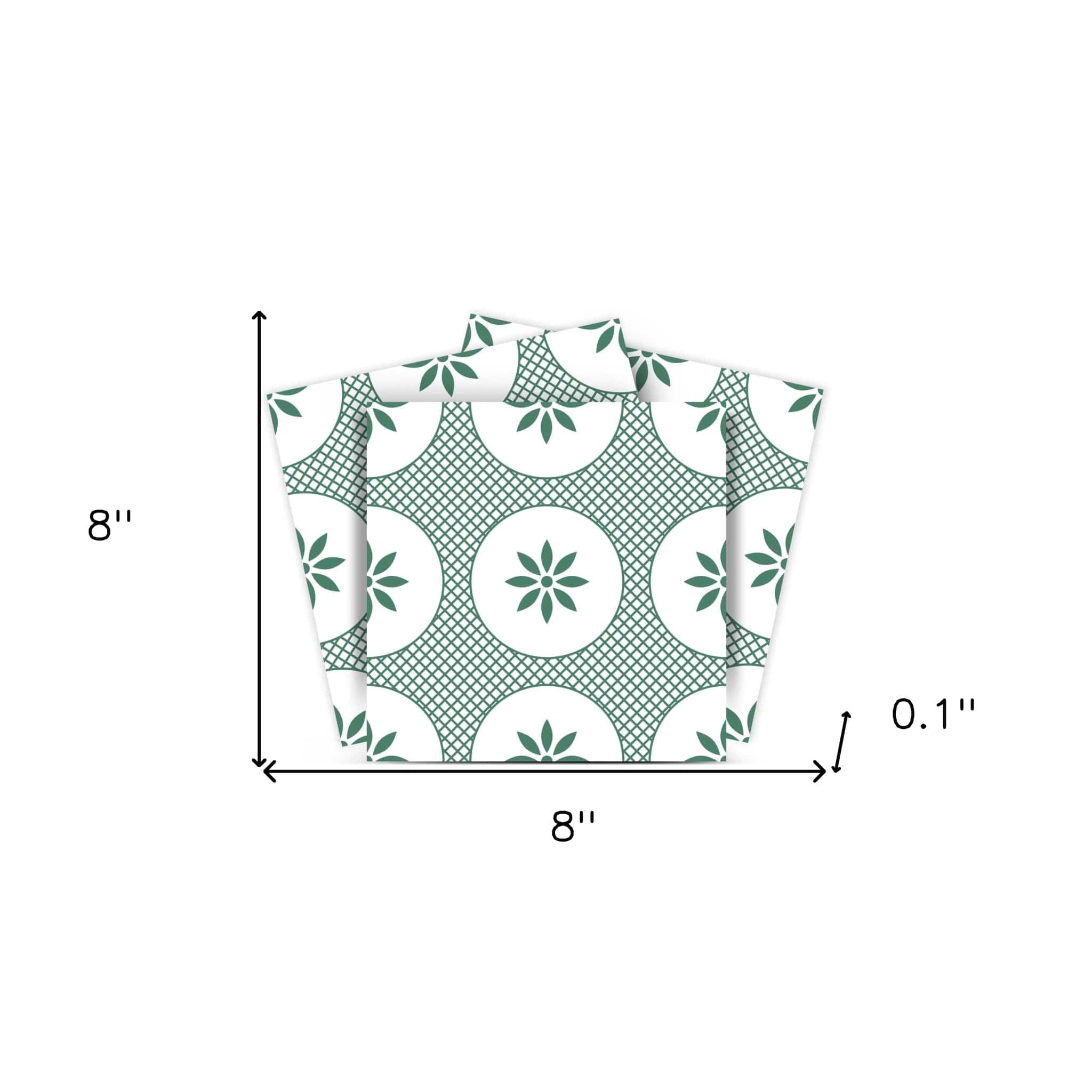 8" x 8" Light Sage And White Circle Flower Peel and Stick Removable Tiles - Image 6