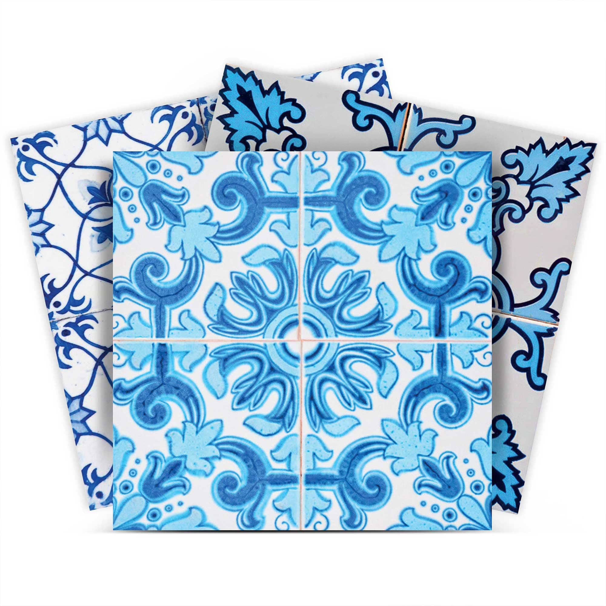 8" X 8" Mediterranean Blues Mosaic Peel and Stick Tiles - Image 3