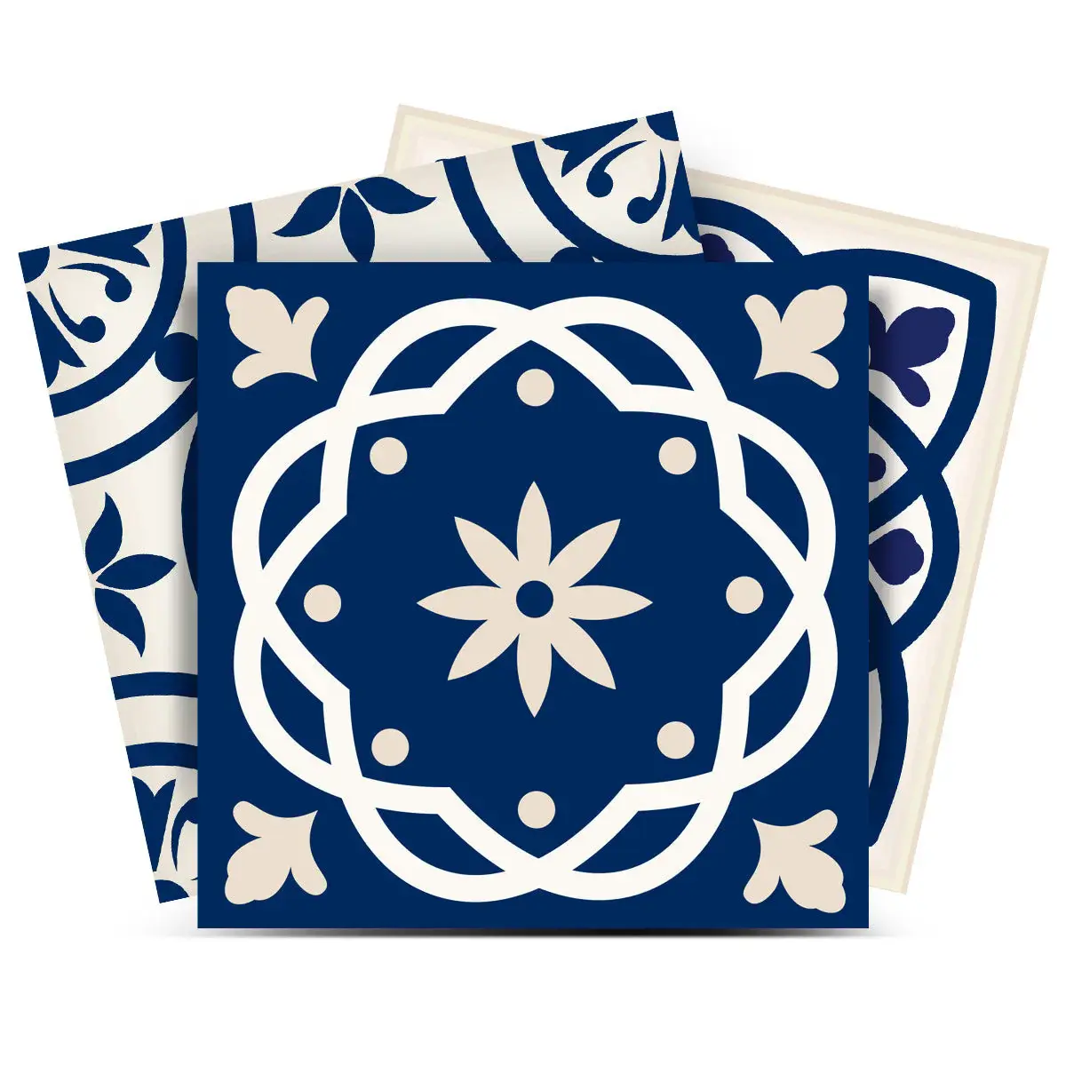 8" X 8" Midnight Blue And White Peel And Stick Removable Tiles