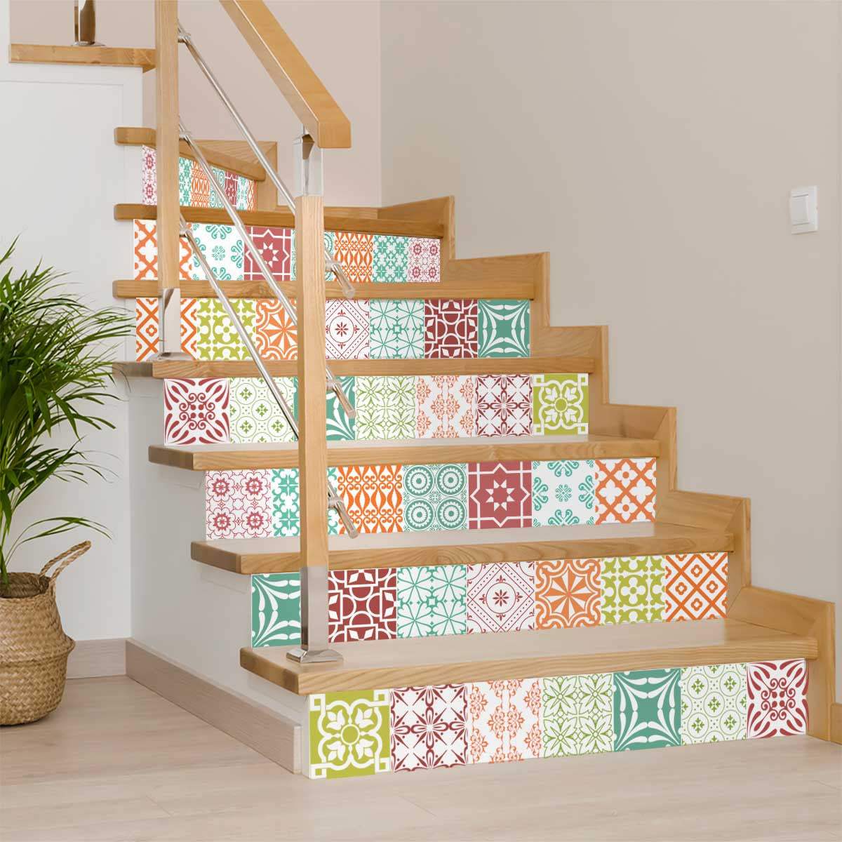 8" X 8" Muted Brights Mosaic Peel and Stick Removable Tiles - Image 5