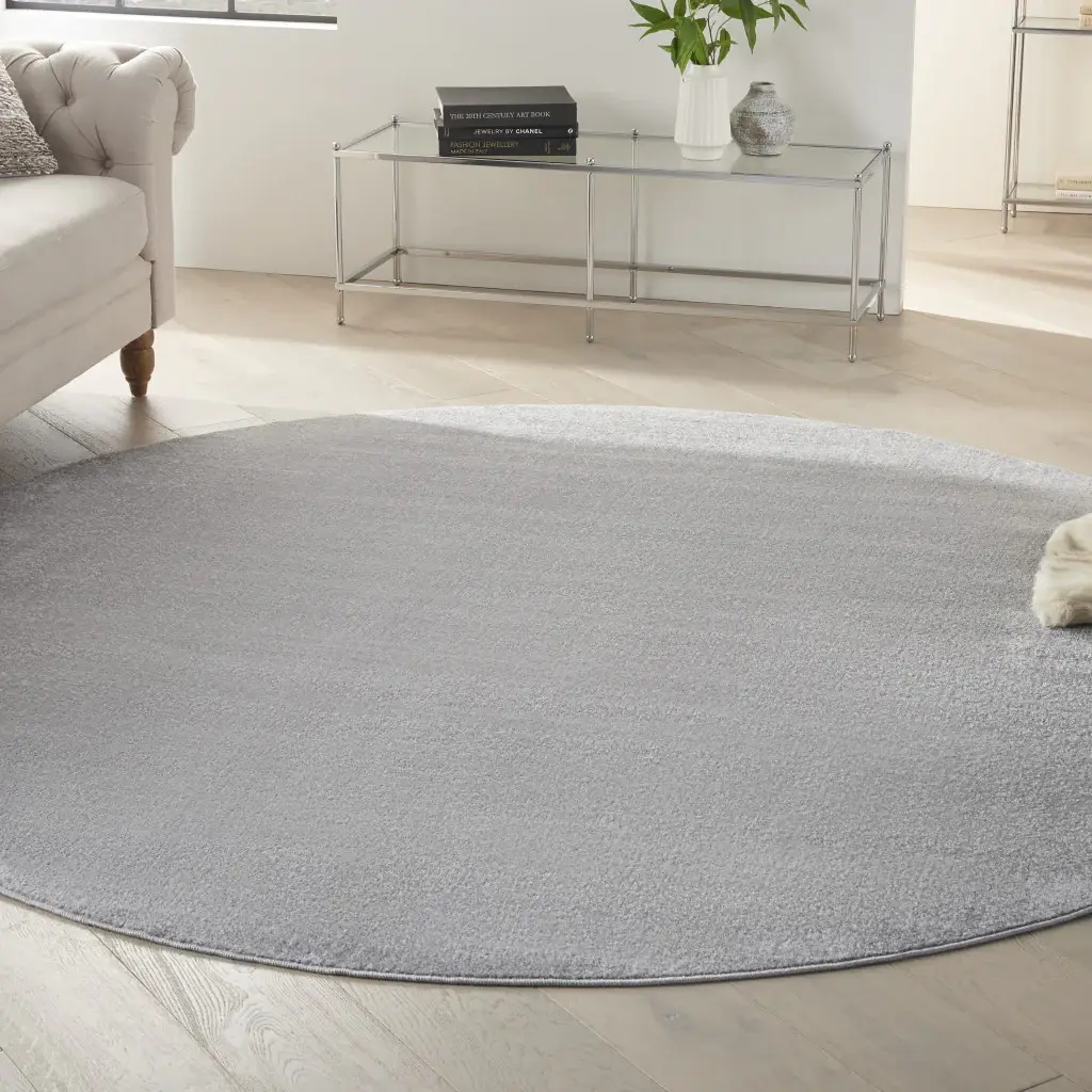 8' X 8' Silver Grey Round Non Skid Indoor Outdoor Area Rug - Image 7