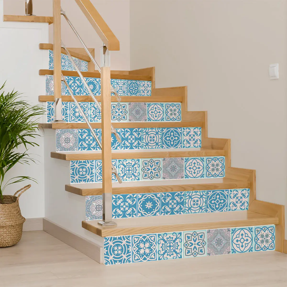 8" X 8" Sky Blue Mosaic Peel And Stick Removable Tiles - Image 4