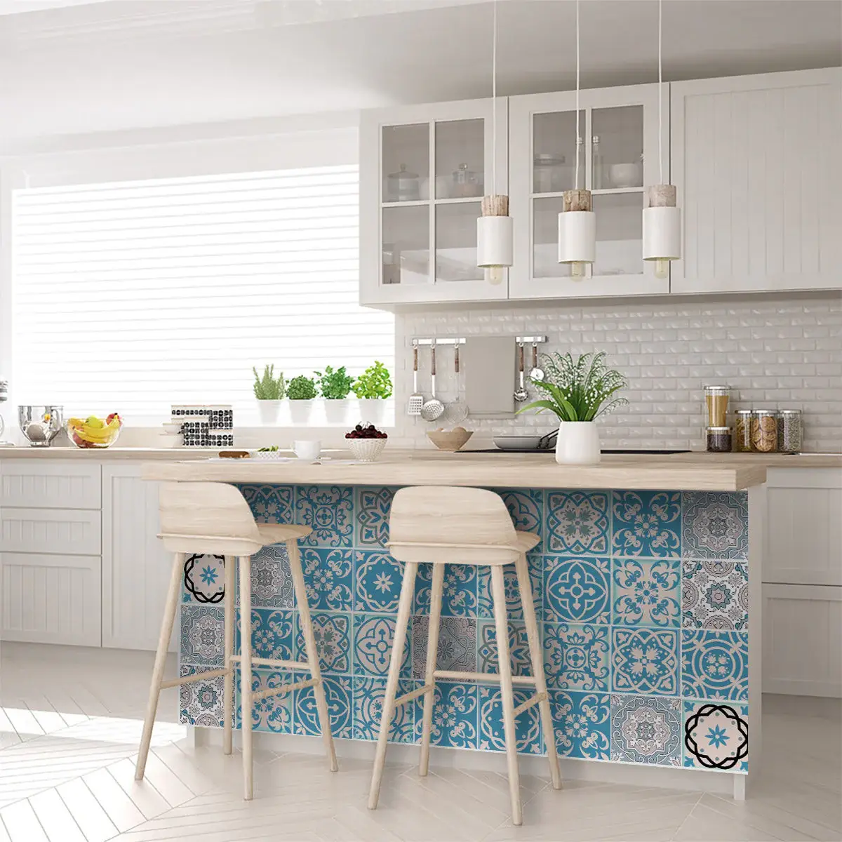 8" X 8" Sky Blue Mosaic Peel And Stick Removable Tiles - Image 8