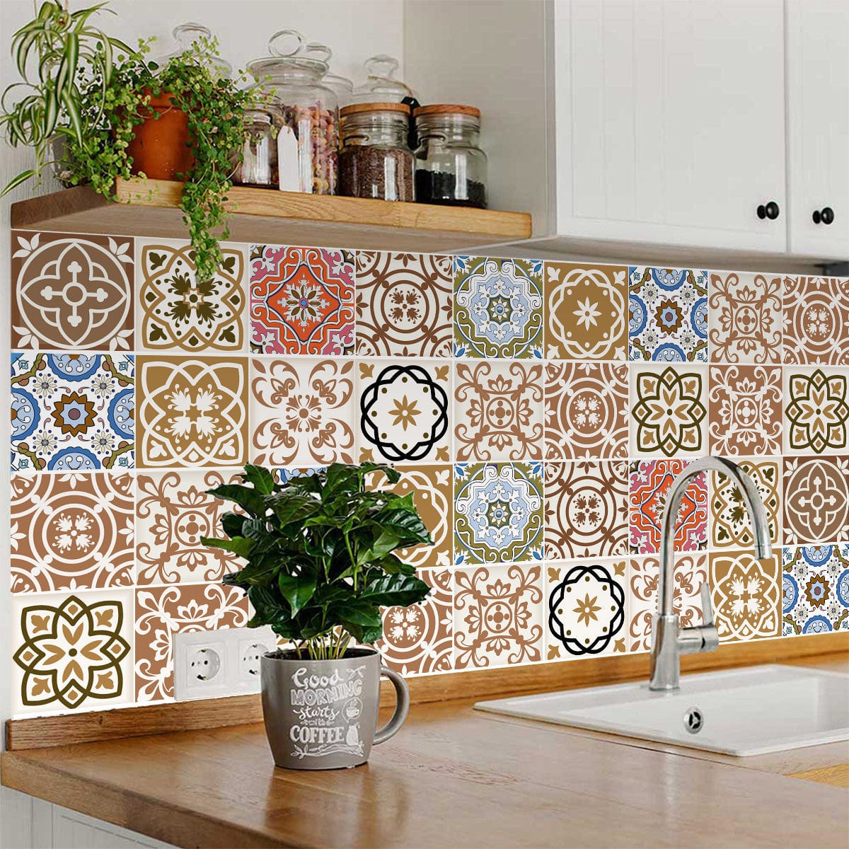 8" x 8" Snickerdoodle Mosaic Pop Peel and Stick Removable Tiles - Image 7