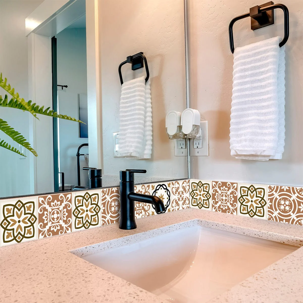 8" x 8" Snickerdoodle Mosaic Pop Peel and Stick Removable Tiles - Image 8