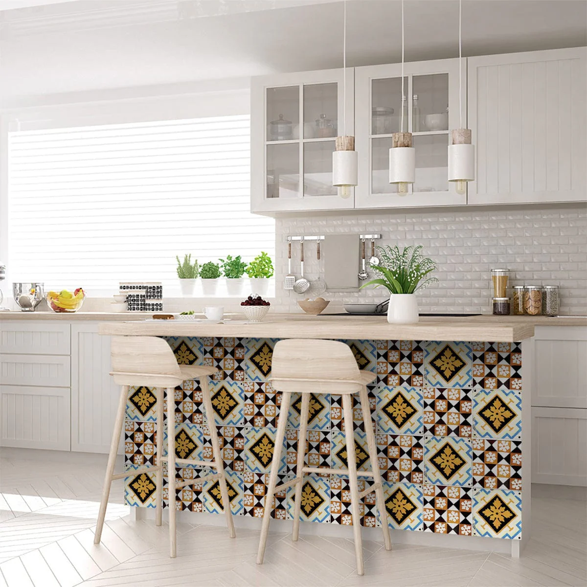 8" x 8" Snowflake and Diamond Peel and Stick Removable Tiles - Image 8