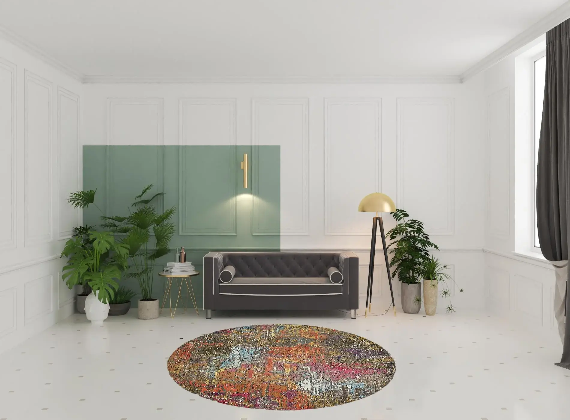 8' X 8' Sunset Round Abstract Power Loom Non Skid Area Rug - Image 2