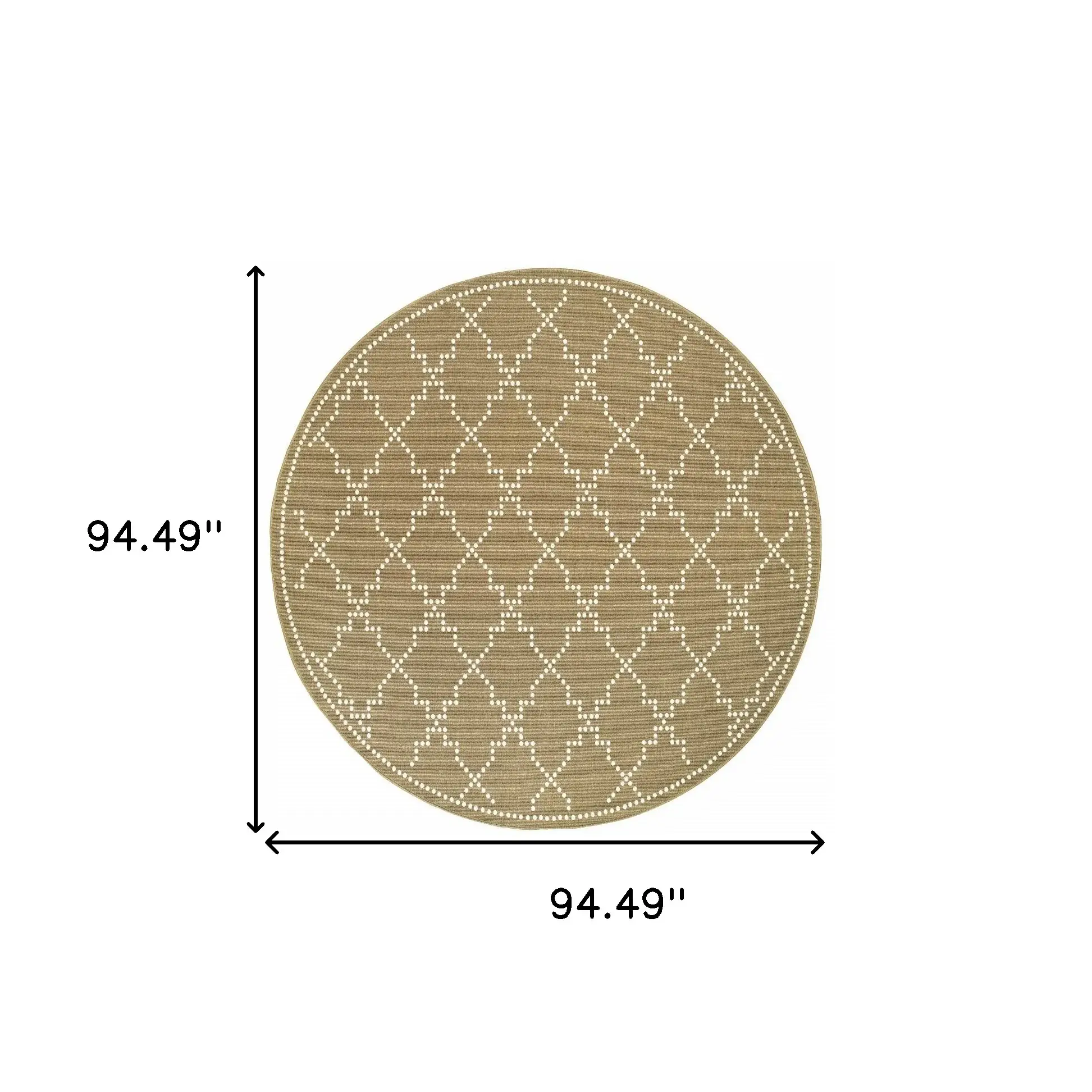 8' X 8' Tan Round Geometric Stain Resistant Indoor Outdoor Area Rug - Image 4