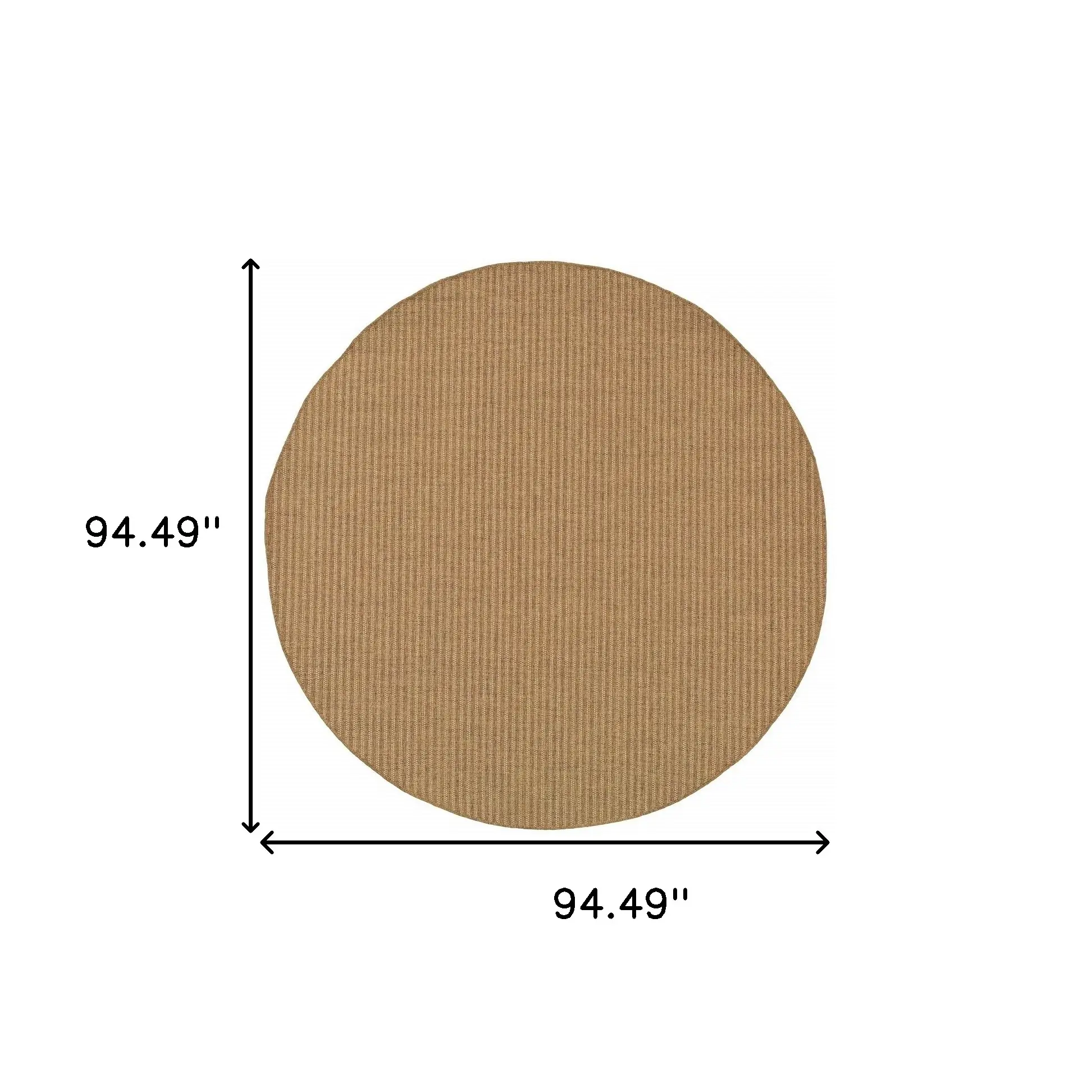 8' X 8' Tan Round Striped Stain Resistant Indoor Outdoor Area Rug - Image 4