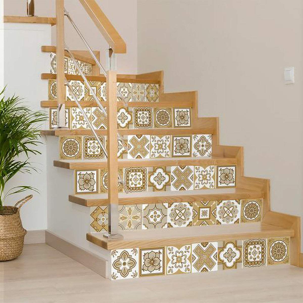 8" X 8" Vintage Brown And White Peel And Stick Removable Tiles - Image 7