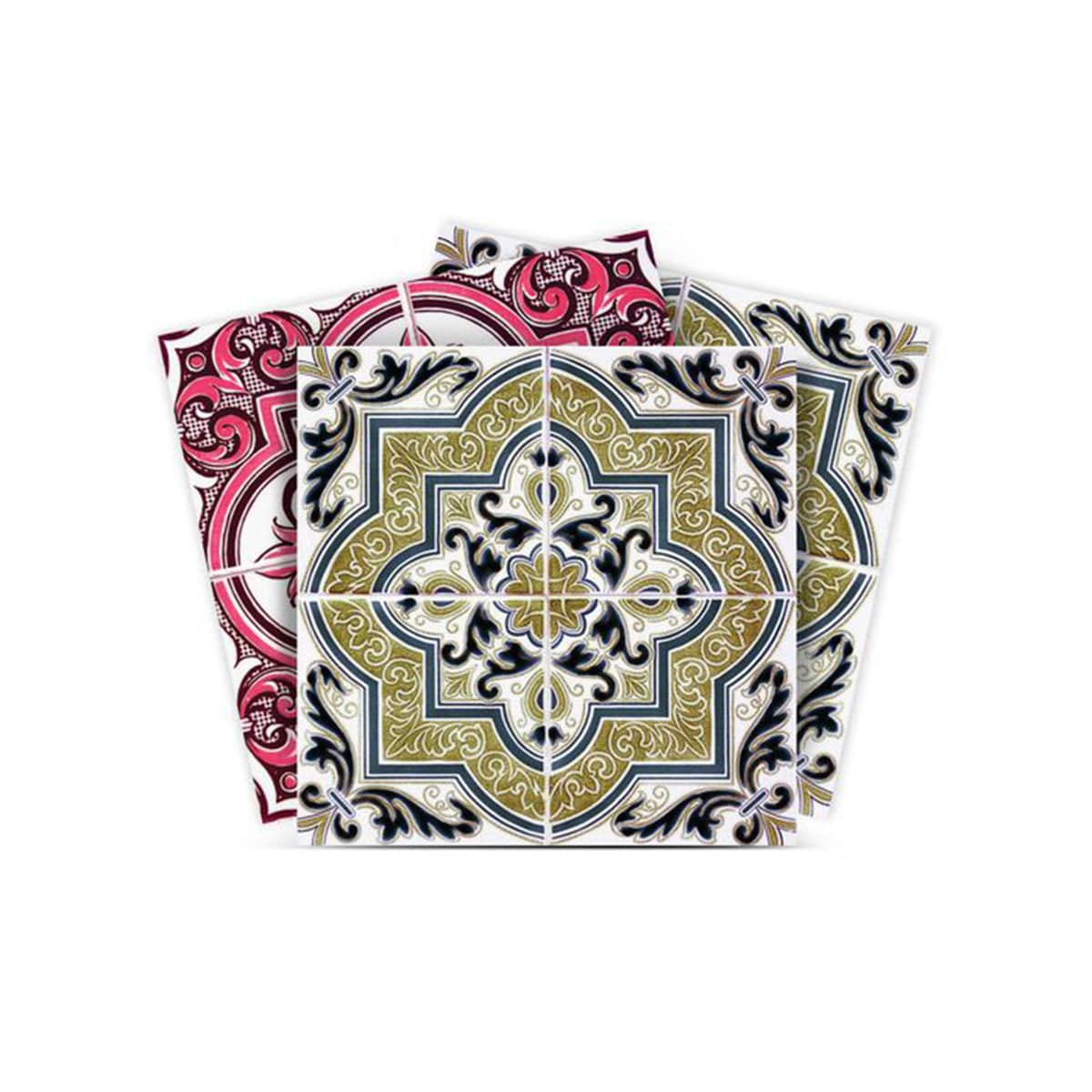 8" X 8" Vintage Cran and Green Peel and Stick Removable Tiles