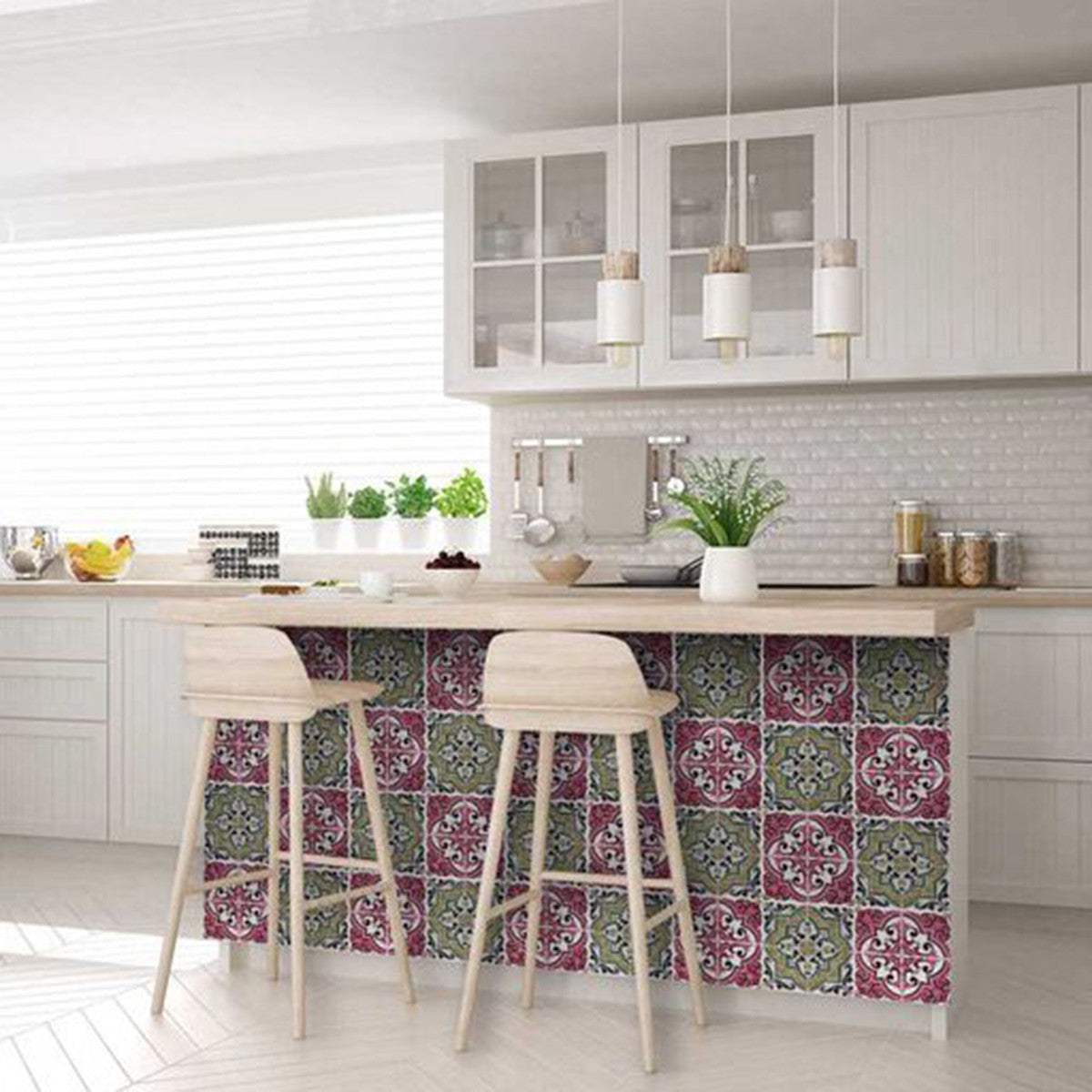 8" X 8" Vintage Cran and Green Peel and Stick Removable Tiles - Image 9