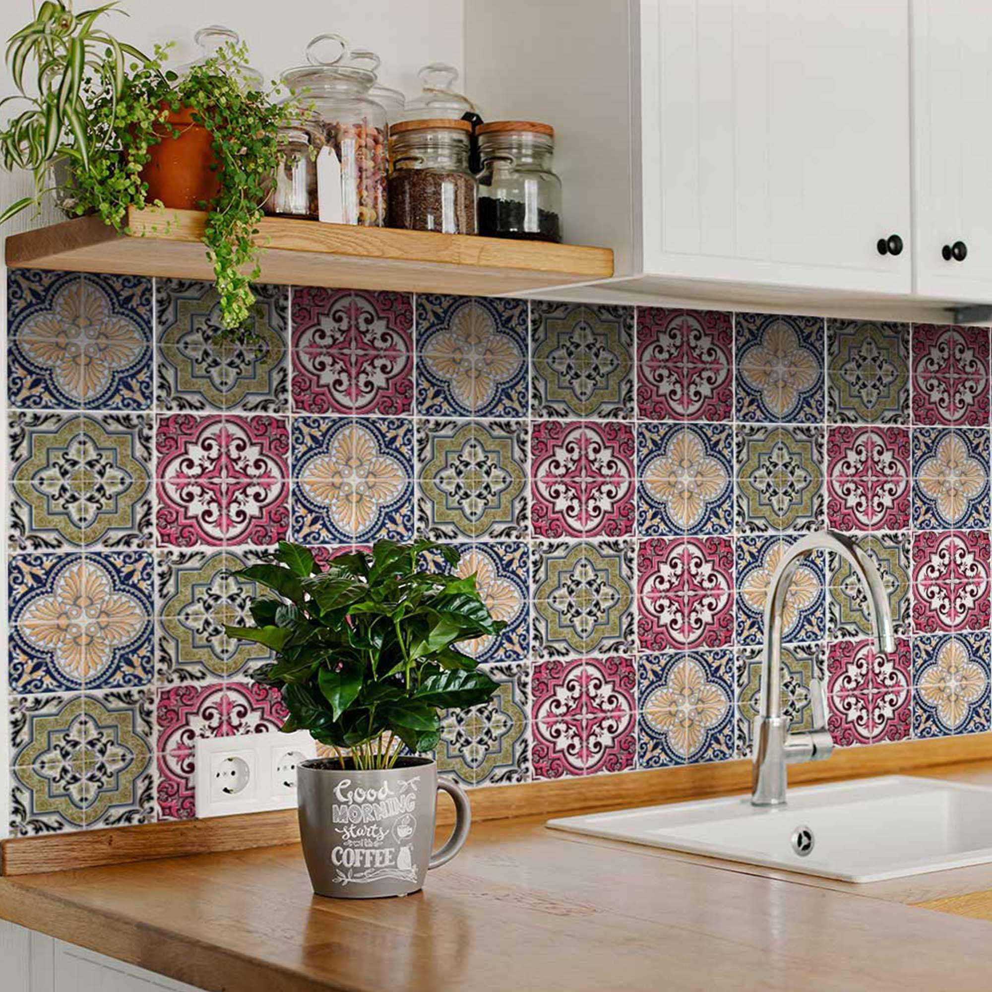 8" X 8" Vintage Multi Removable Peel and Stick Tiles - Image 5