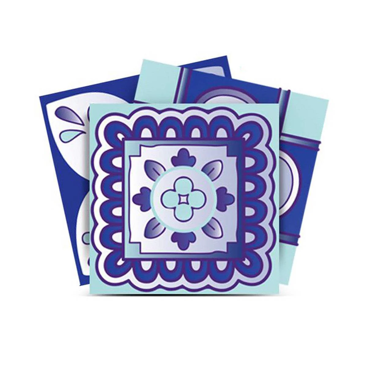 8" X 8" Vintage Turq Blue And White Peel And Stick Removable Tiles - Image 3
