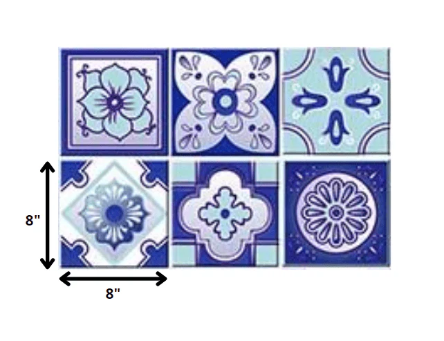 8" X 8" Vintage Turq Blue And White Peel And Stick Removable Tiles - Image 9