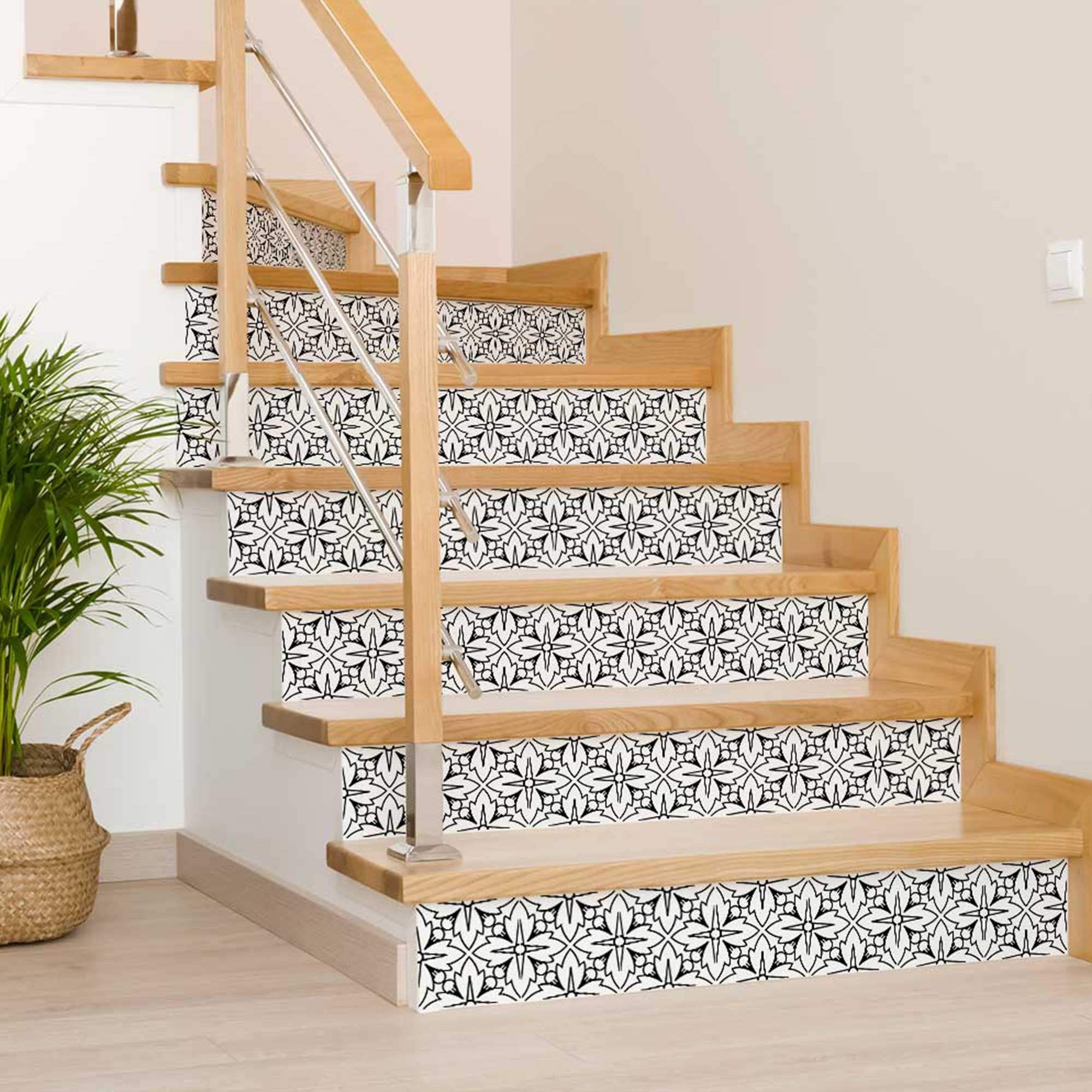 8" X 8" White and Black Cross Peel and Stick Removable Tiles - Image 5