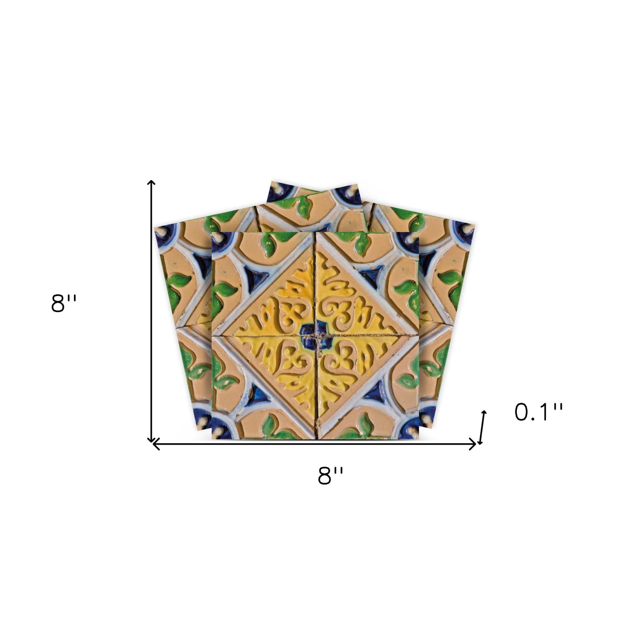 8" X 8" Yellow Blue Provence Peel and Stick Removable Tiles - Image 9