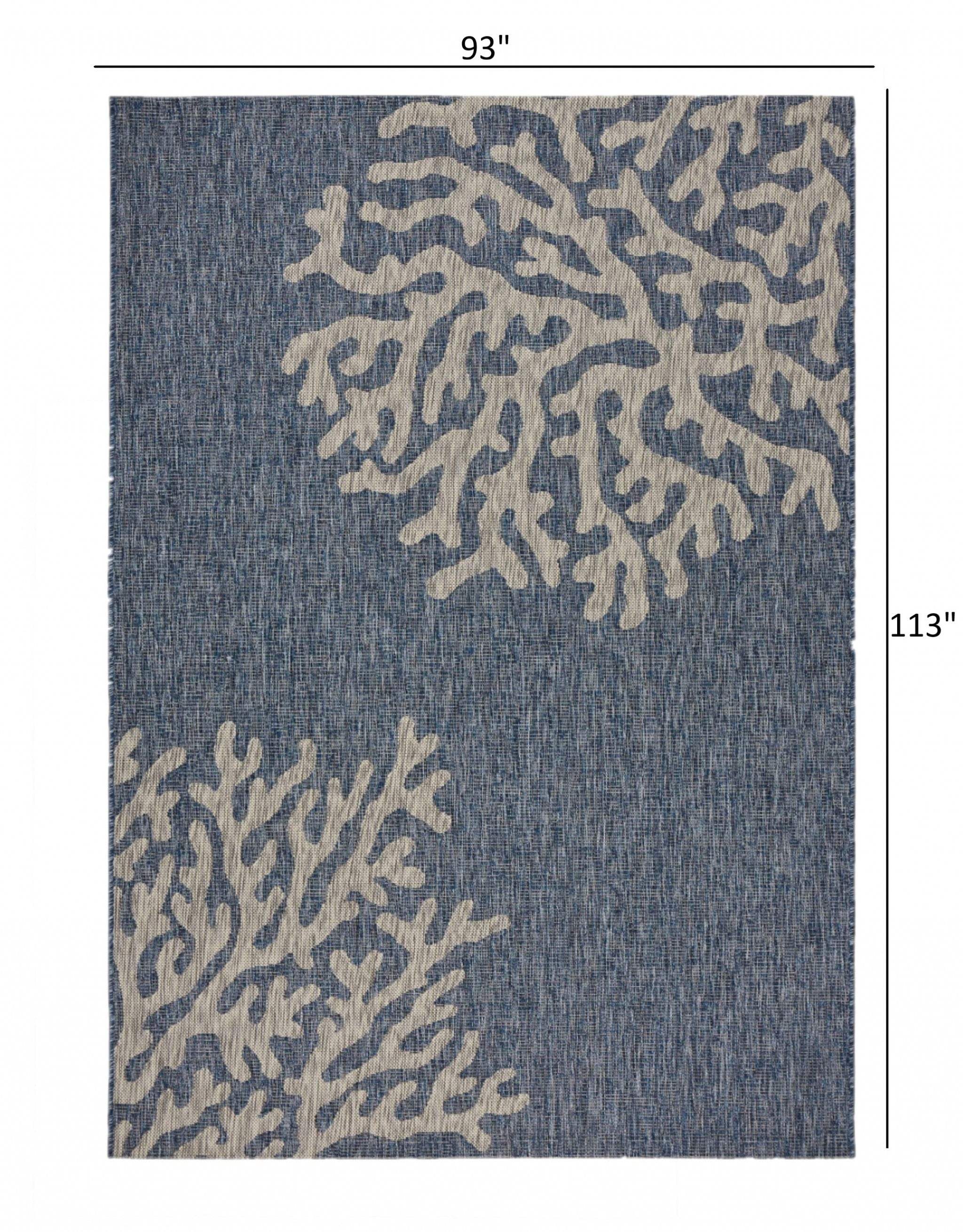8' X 9' Blue And Gray Indoor Outdoor Area Rug - Image 7