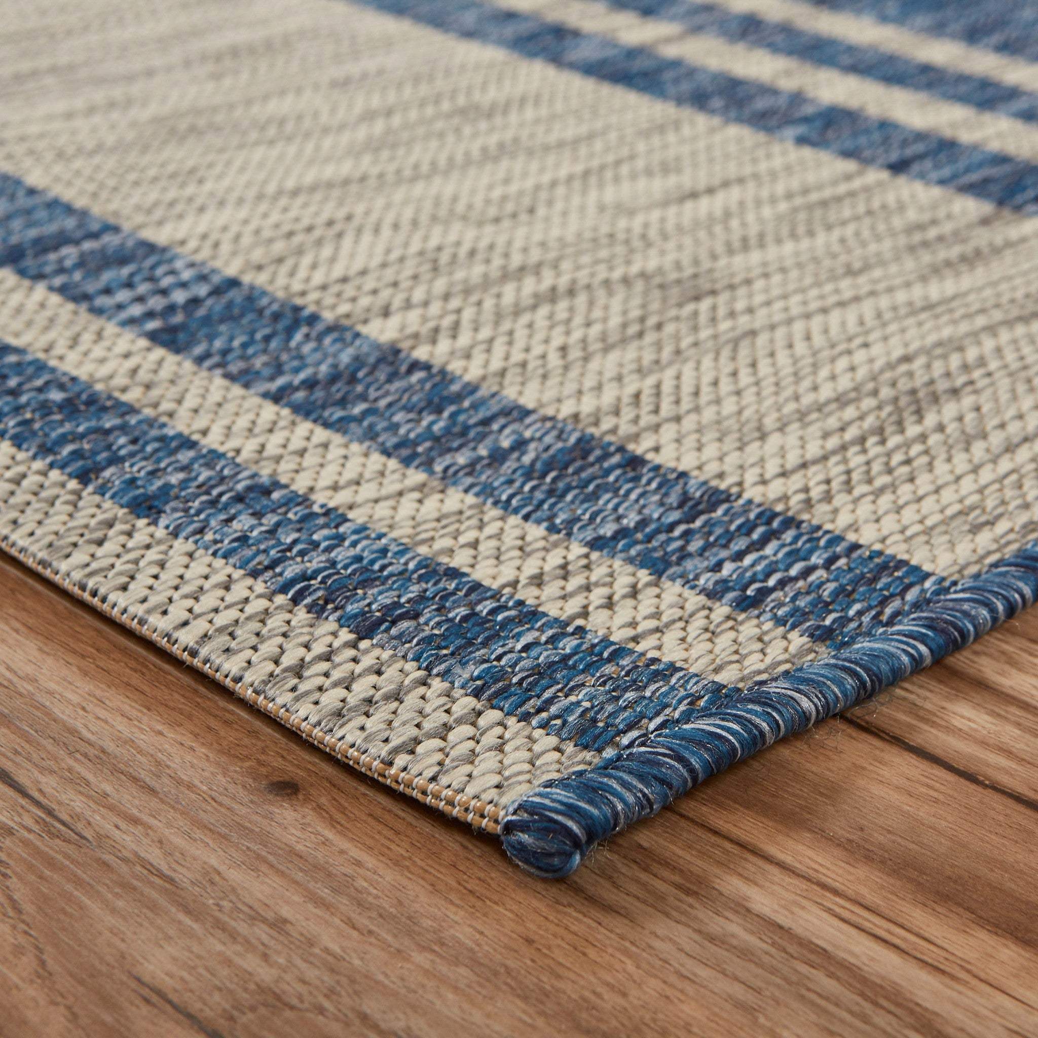 8' X 9' Blue And Gray Indoor Outdoor Area Rug - Image 4