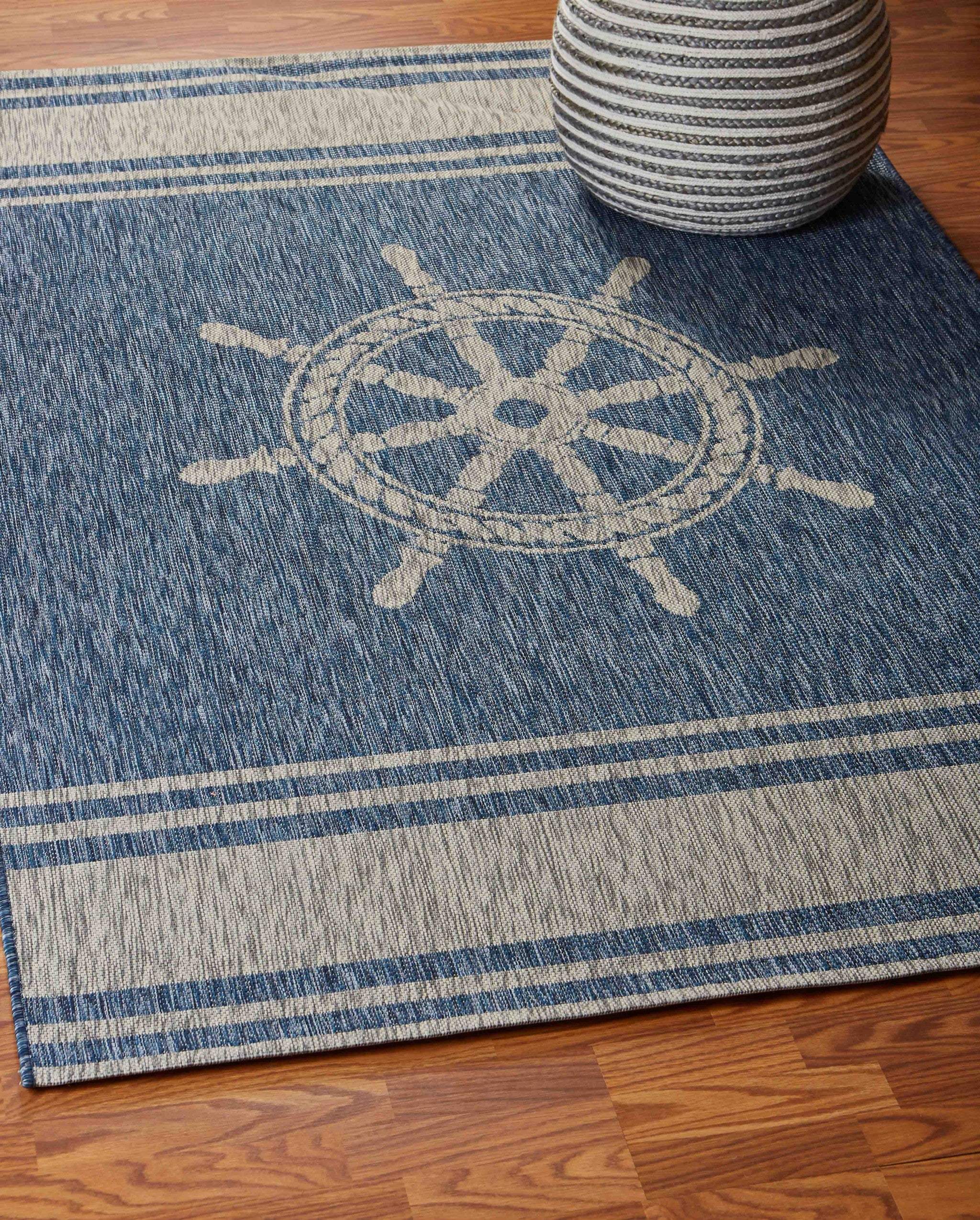 8' X 9' Blue And Gray Indoor Outdoor Area Rug - Image 8
