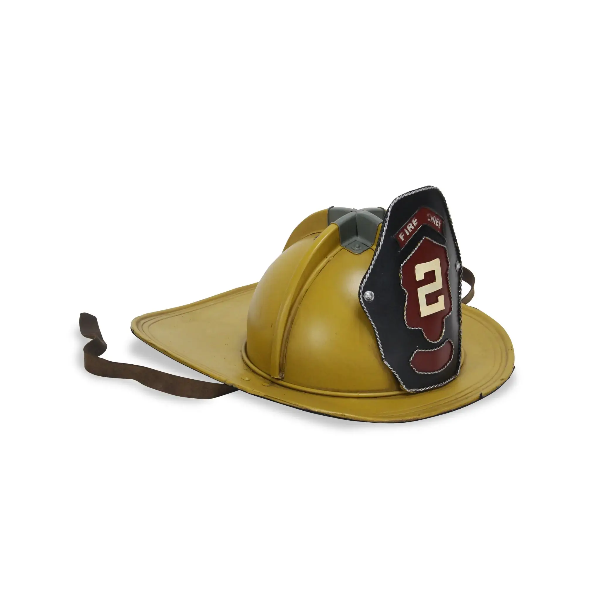 8" Yellow and Black Metal Fireman Hand Painted Figurine - Image 2