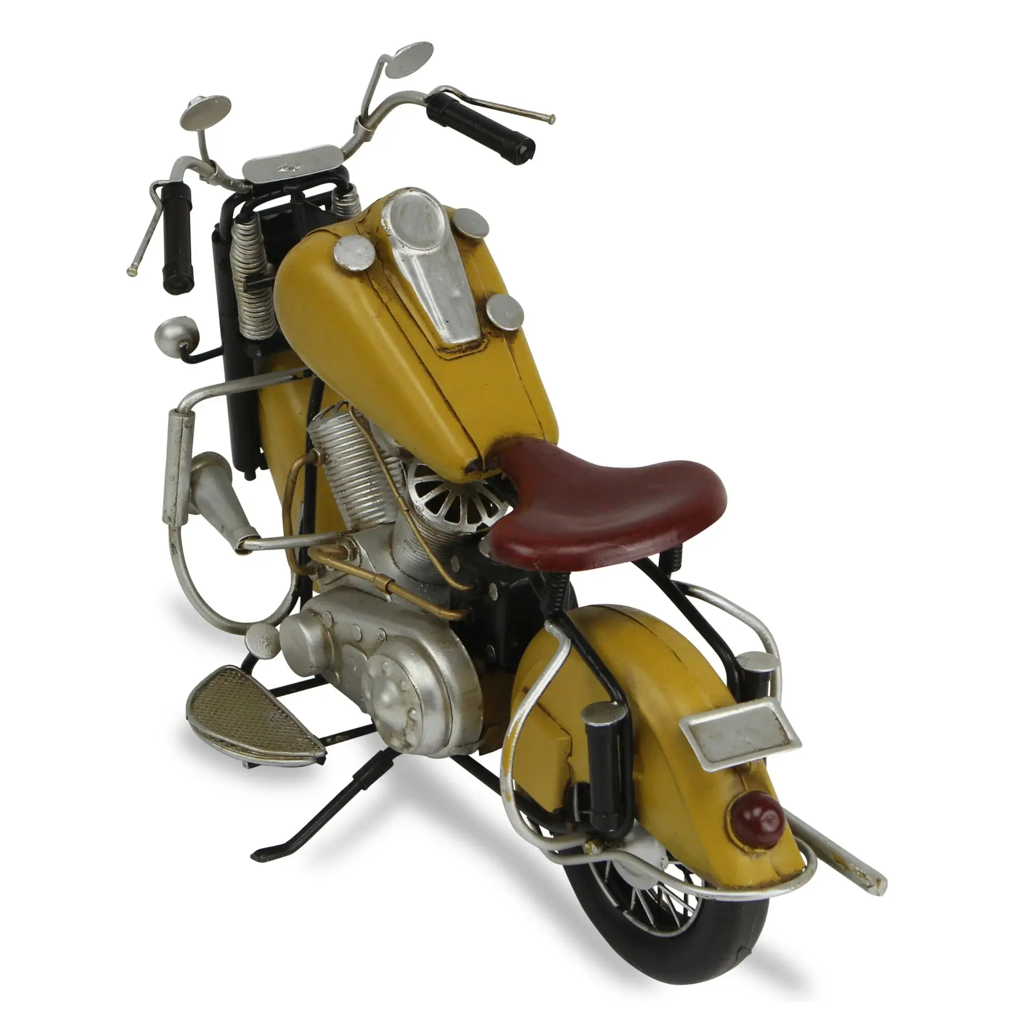 8" Yellow and Black Metal Hand Painted Model Motorcycle - Image 3